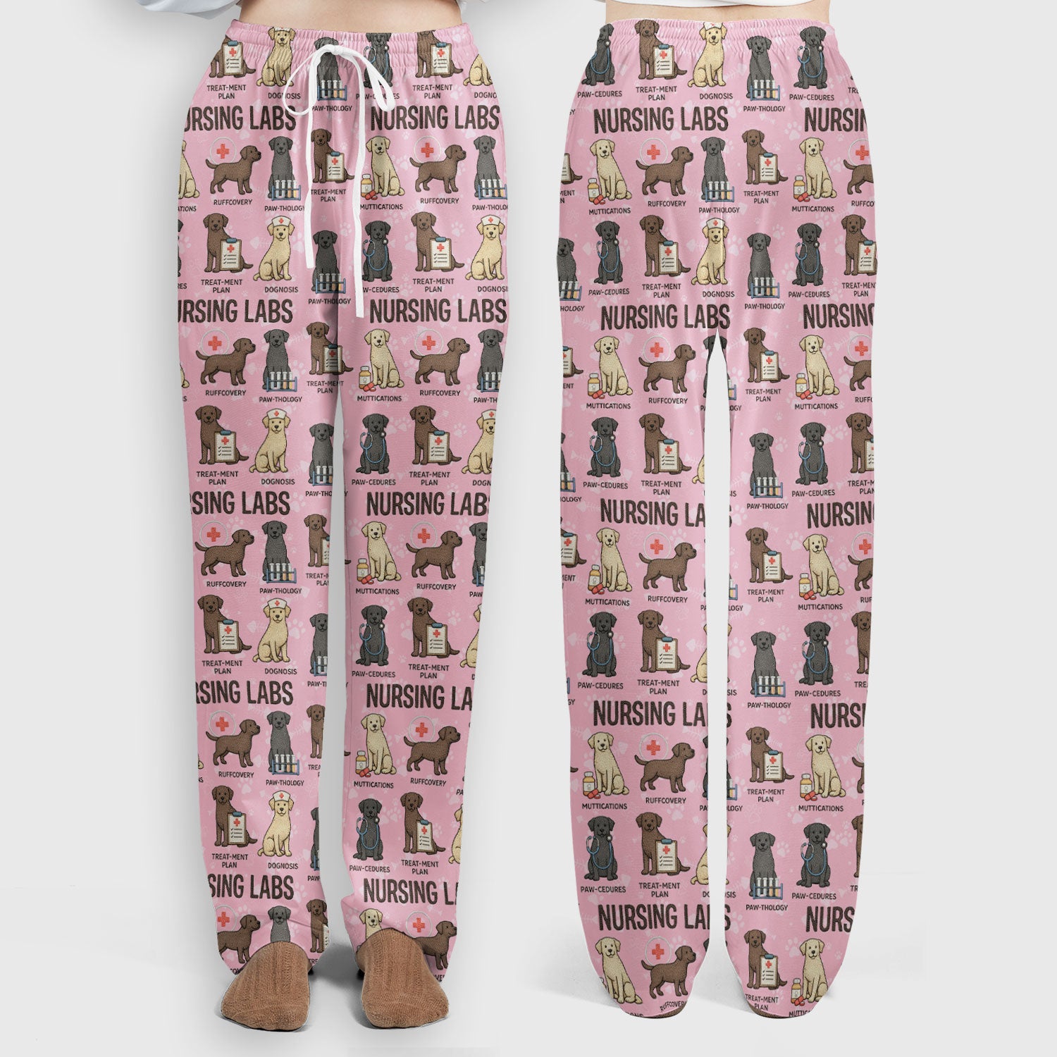 Playful Nursing Labs Dog Pattern Scrub Set, Nurse Uniform Scrubs Set