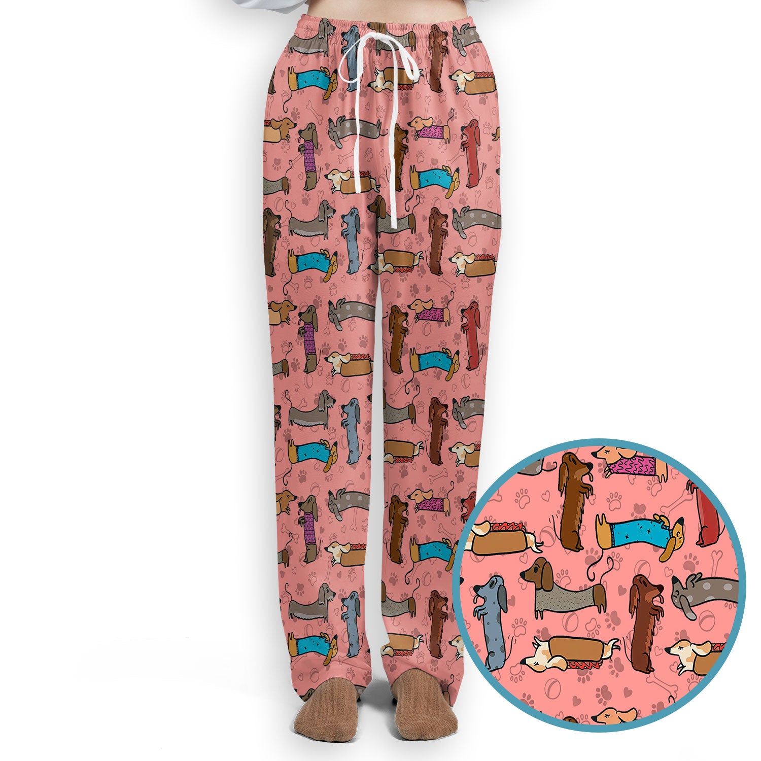 Cute Dachshund Women's Scrub Sets - Funny Sausage Dog Scrub Pants and V Neck Top - Breathable Med Uniform - Nursing Gift