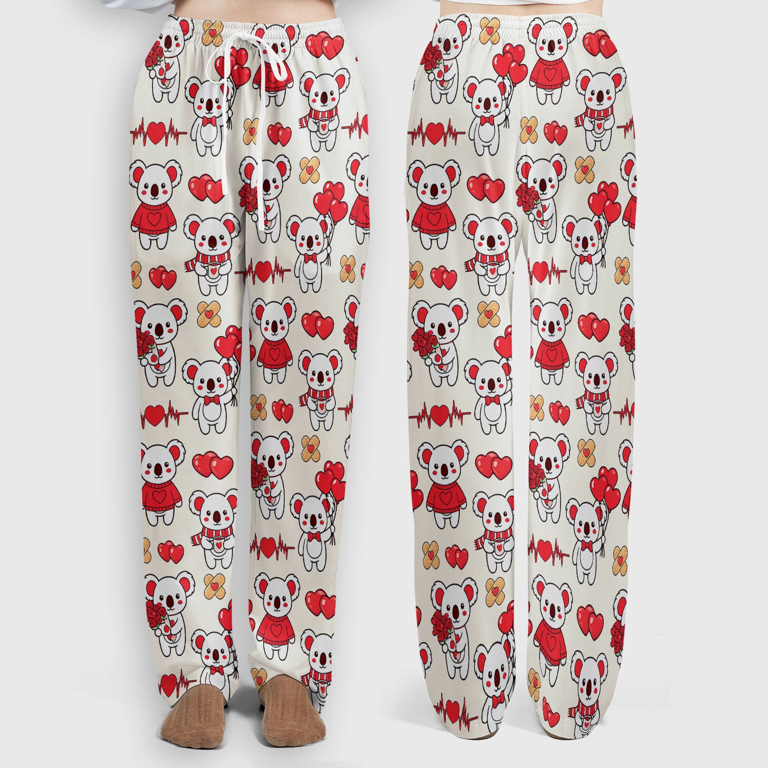 Sweet Koala Valentine Medical Design Scrub Set, Breathable Med Uniform