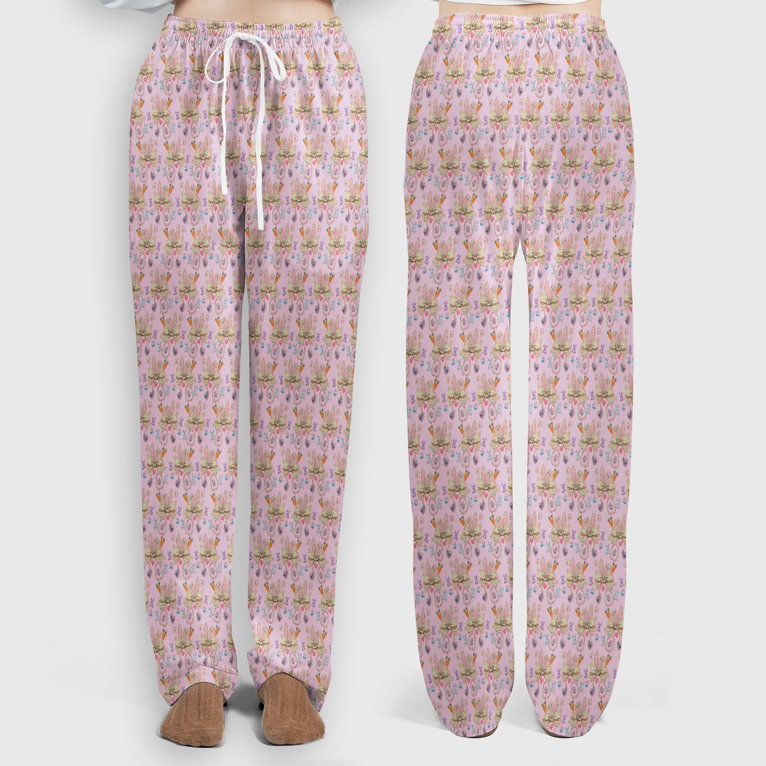 Easter Bunny Stethoscope Pastel Print Scrub Set, Scrub Pants and V Neck Top