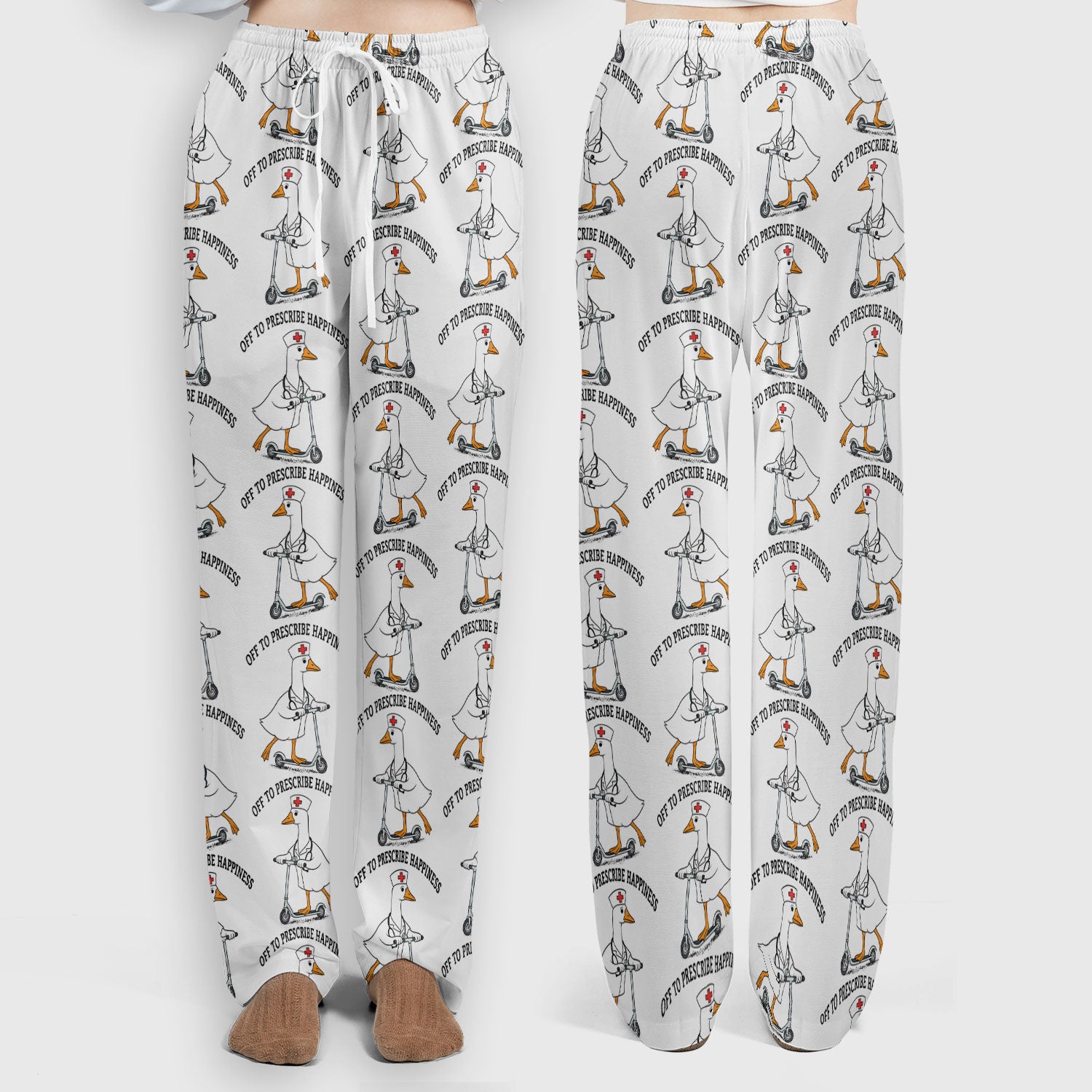 Nurse Goose Scooter Print Scrub Set, Breathable Med Uniform