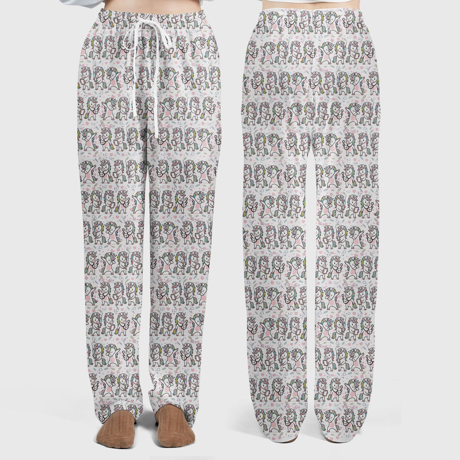 Cute Unicorn Nurse Scrub Set, Playful Medical Cartoon Nursing Shirt, Breathable Fabrics Nurse Uniform