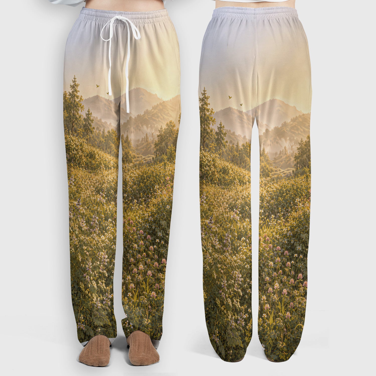 Sunny Mountain Cat Nurse, Nature Lover Medical Scrub Set, Scrub Pants and V Neck Top