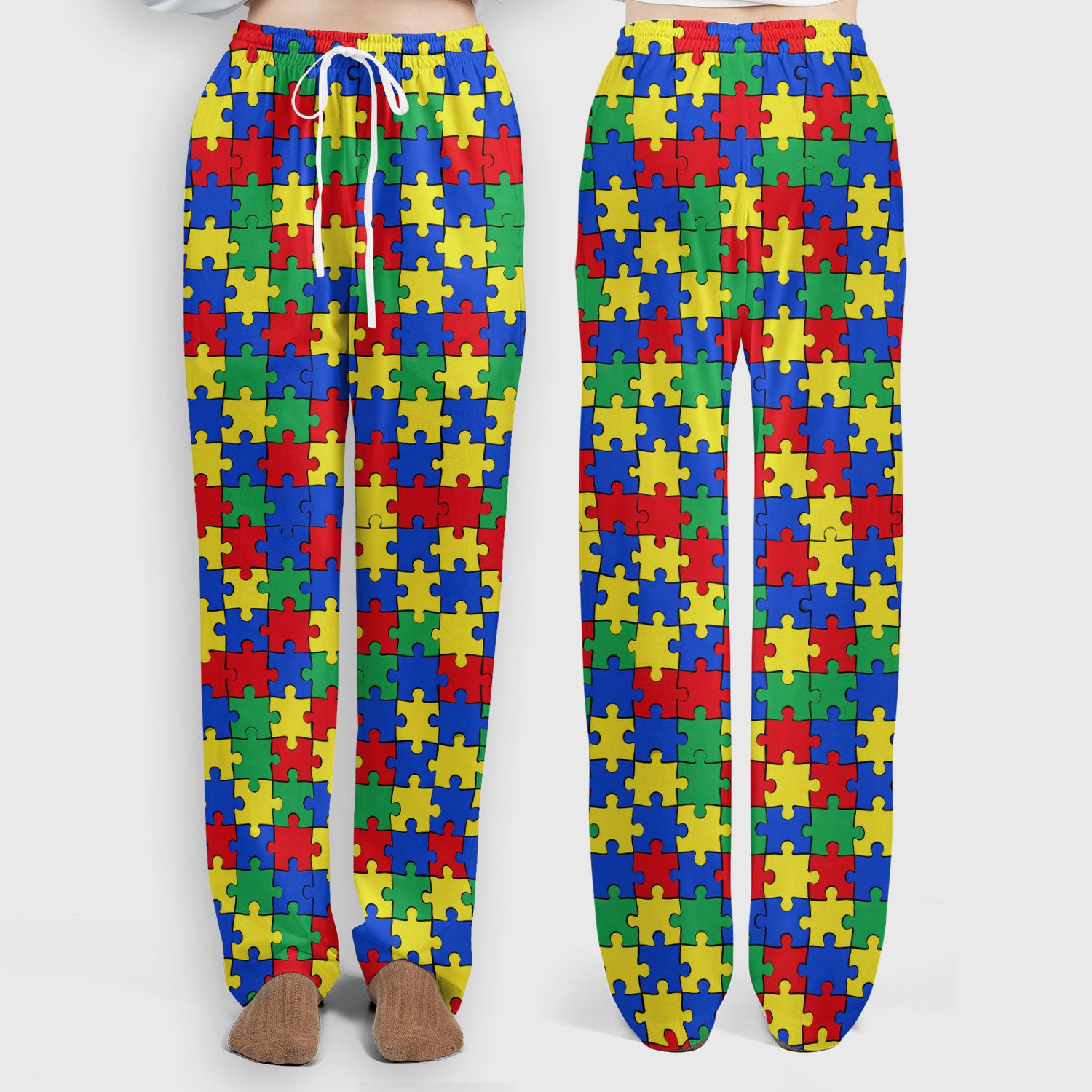 Autism Awareness Puzzle Pattern Scrub Set, Breathable Med Uniform