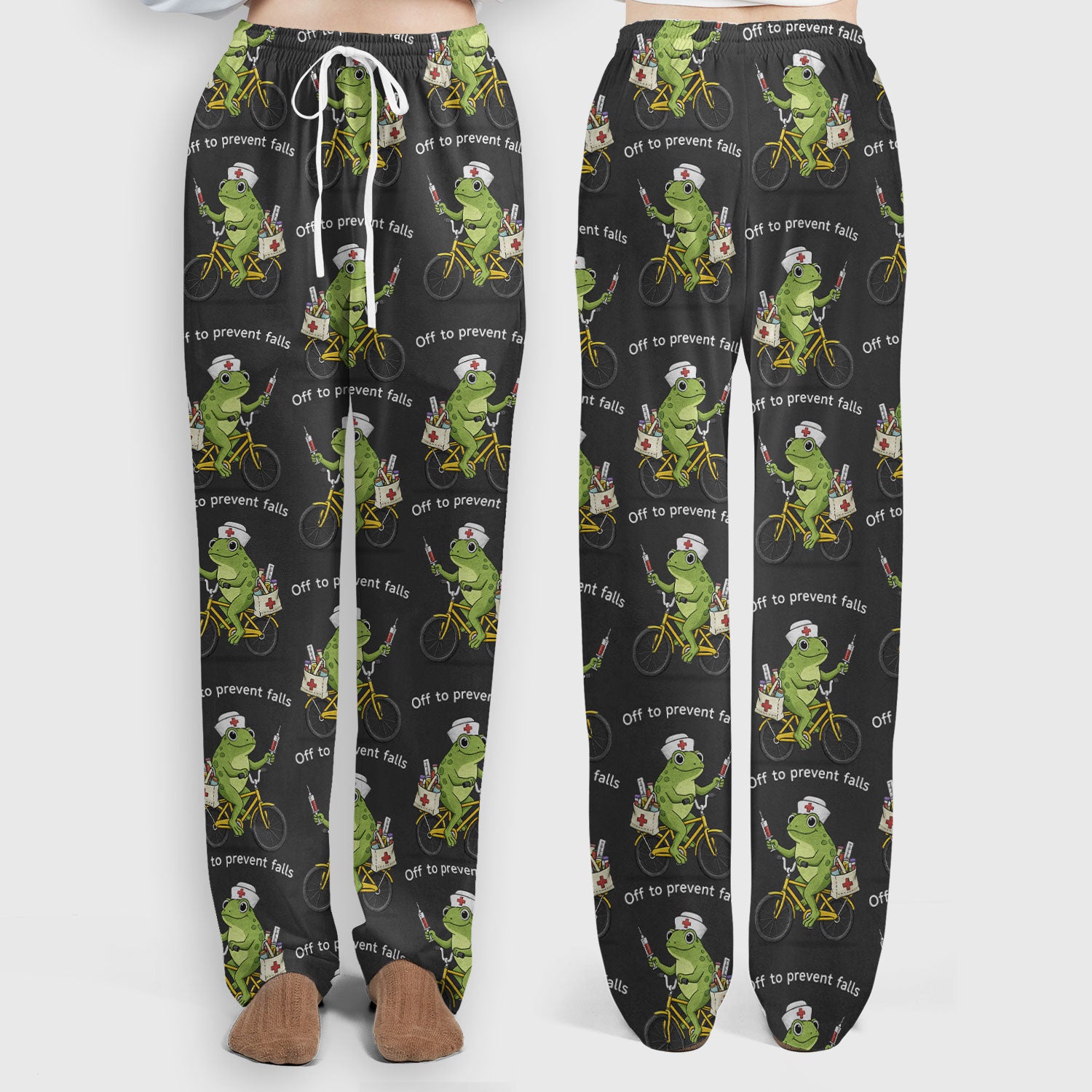 Cute Frog Riding Bike With Funny Quote Scrub Set, Scrub Pants and V Neck Top