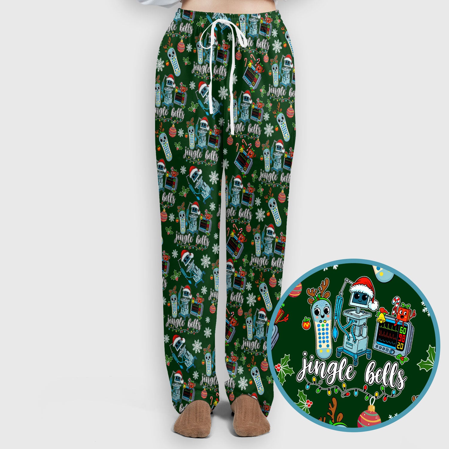 Funny Xmas Women's Scrub Sets - Jingle Bells Holiday Med Uniform -  Christmas Scrub Pants and V Neck Top for RN LPN CNA