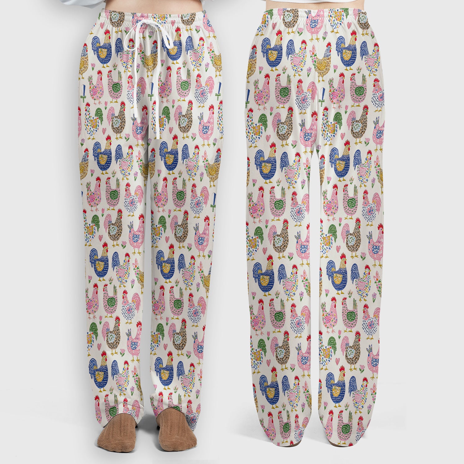 Funny Chicken Rooster Pattern Scrub Set, Women's Scrub Sets