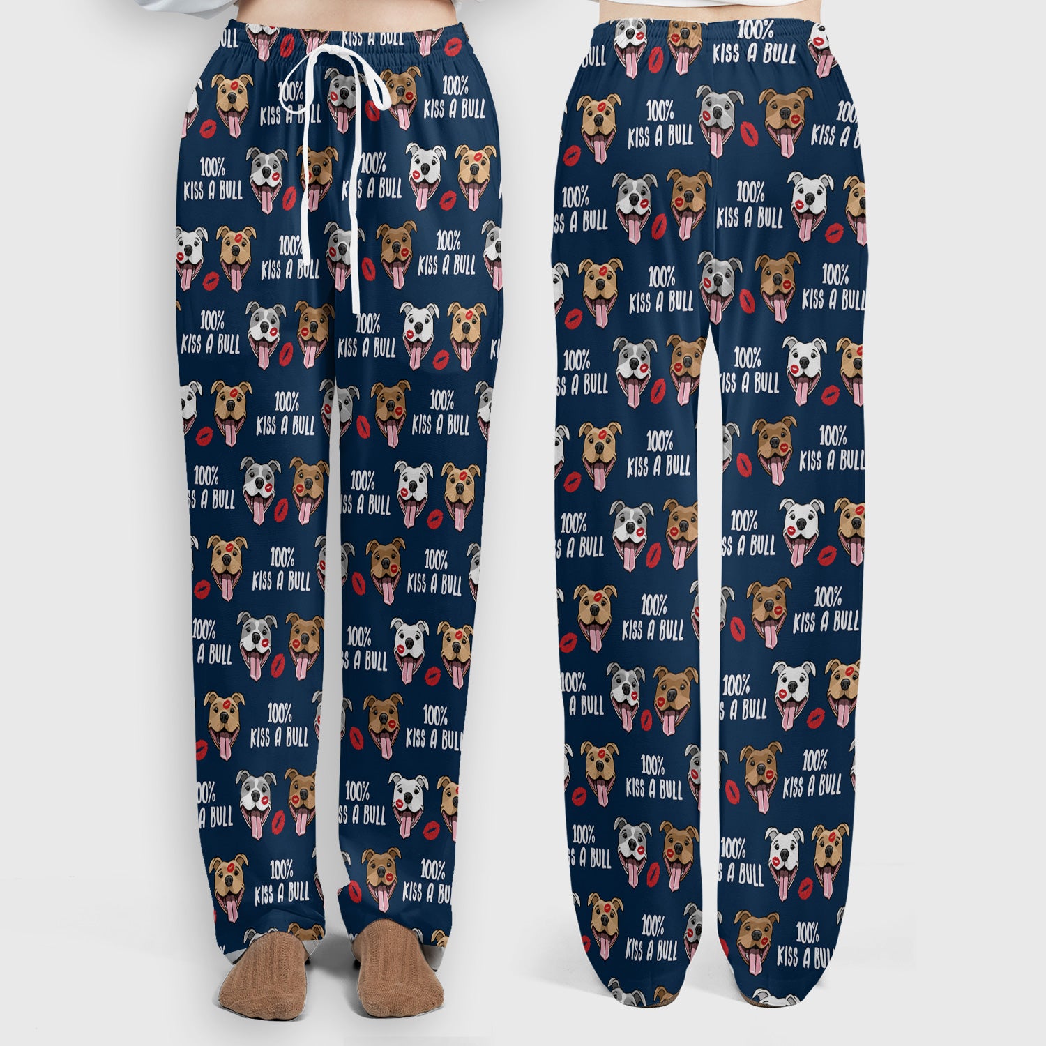 Kiss A Bull Pitbull Print Scrub Set, Scrub Pants and V Neck Top