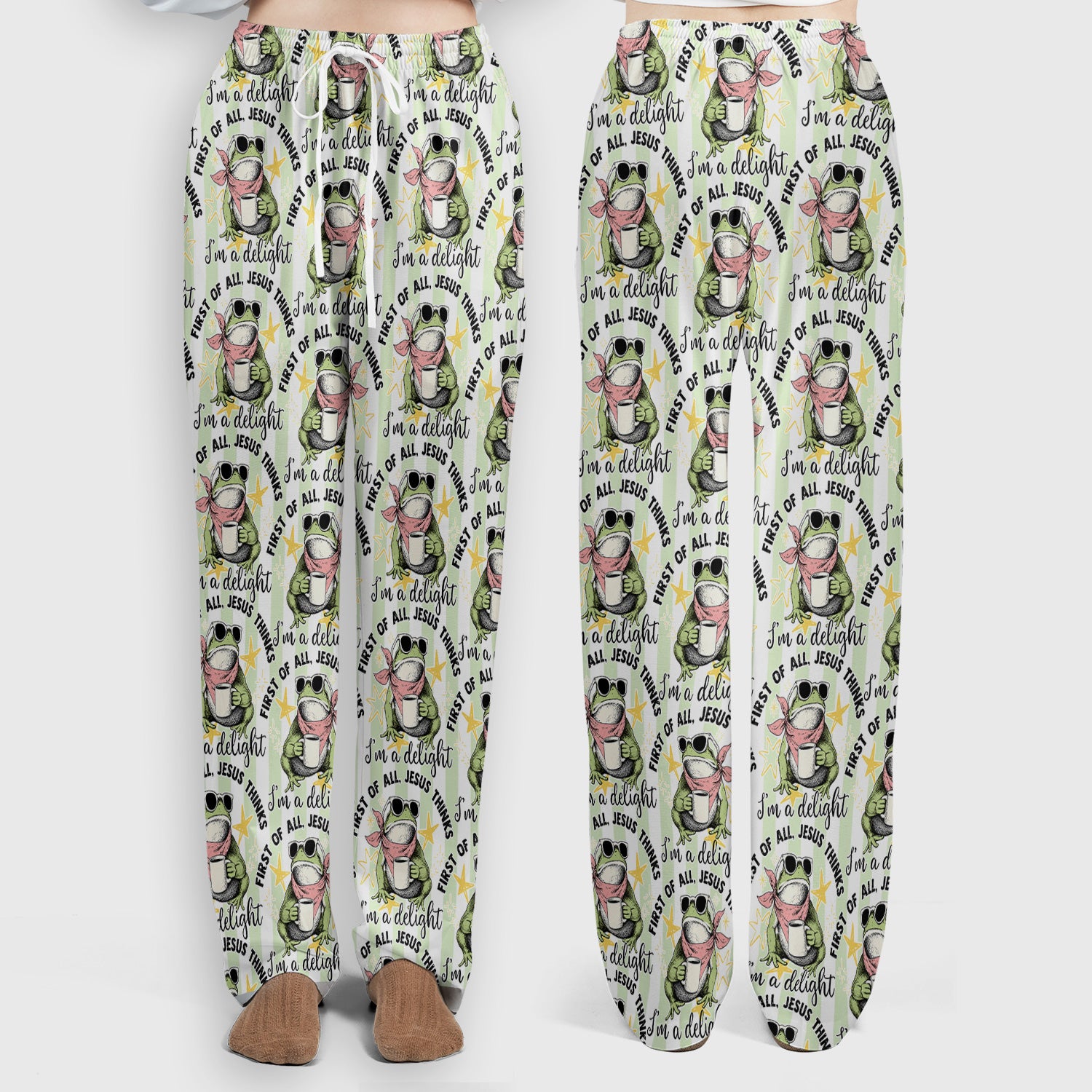 Funny Frog Coffee Quote Pattern Scrub Set, Scrub Pants and V Neck Top