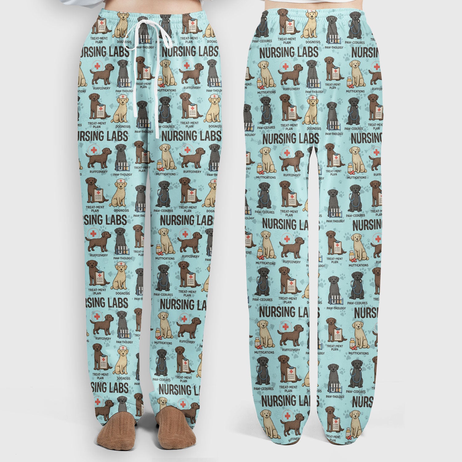 Playful Nursing Labs Dog Pattern Scrub Set, Nurse Uniform Scrubs Set