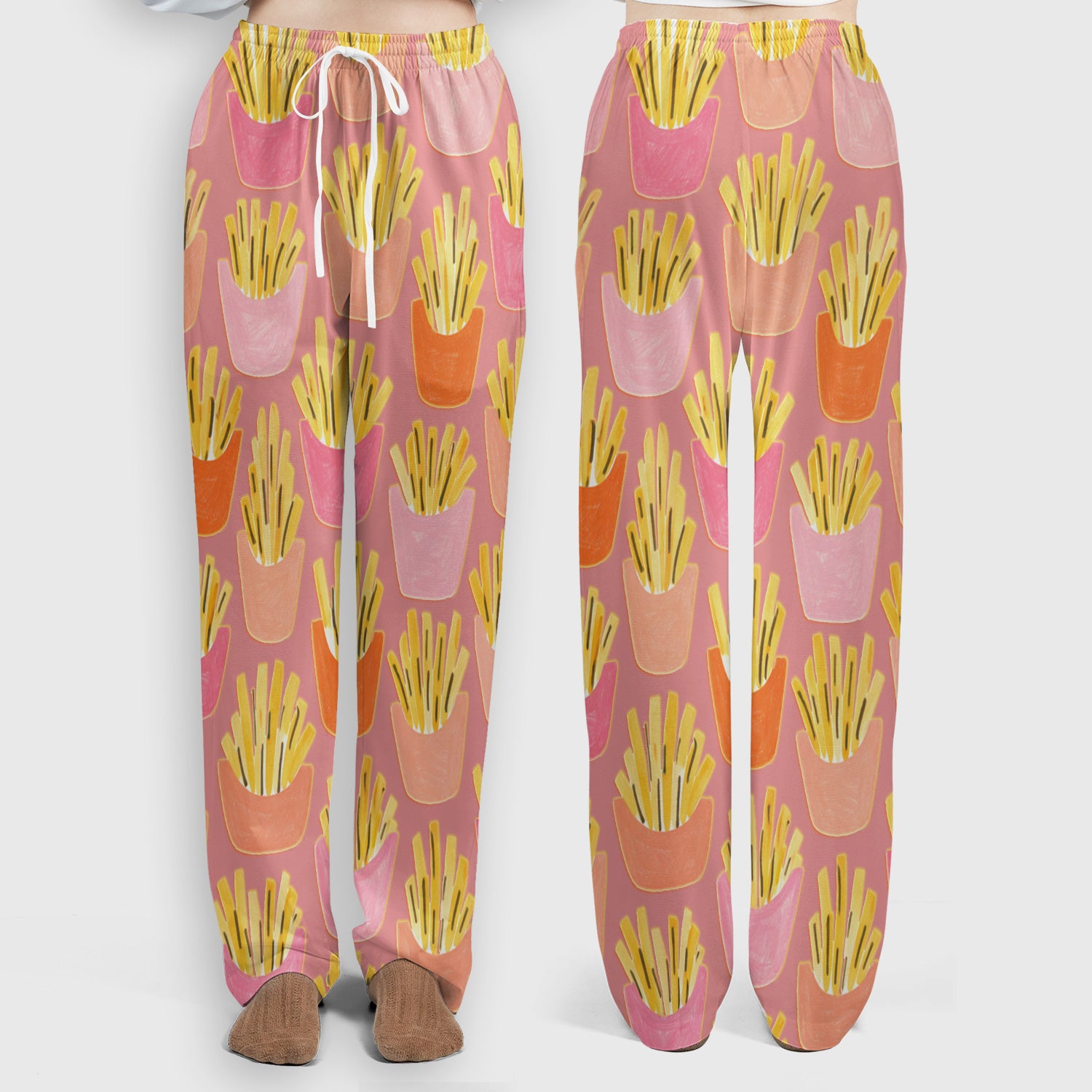 Funny French Fries Snack Food Pattern Scrub Set, Breathable Med Uniform