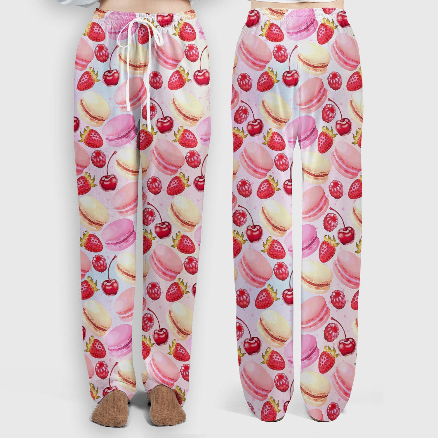 Sweet Dessert Pattern Scrub Set, Scrub Pants and V Neck Top