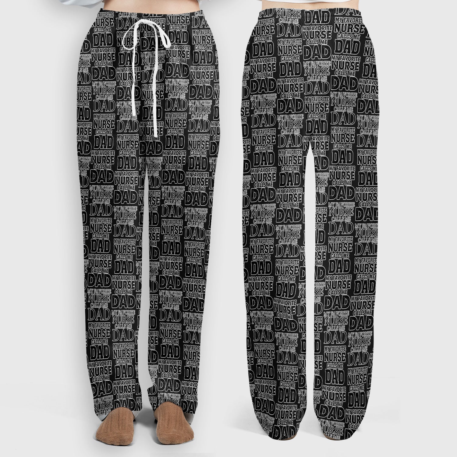 Favorite Nurse Calls Dad Pattern Scrub Set, Scrub Pants and V Neck Top