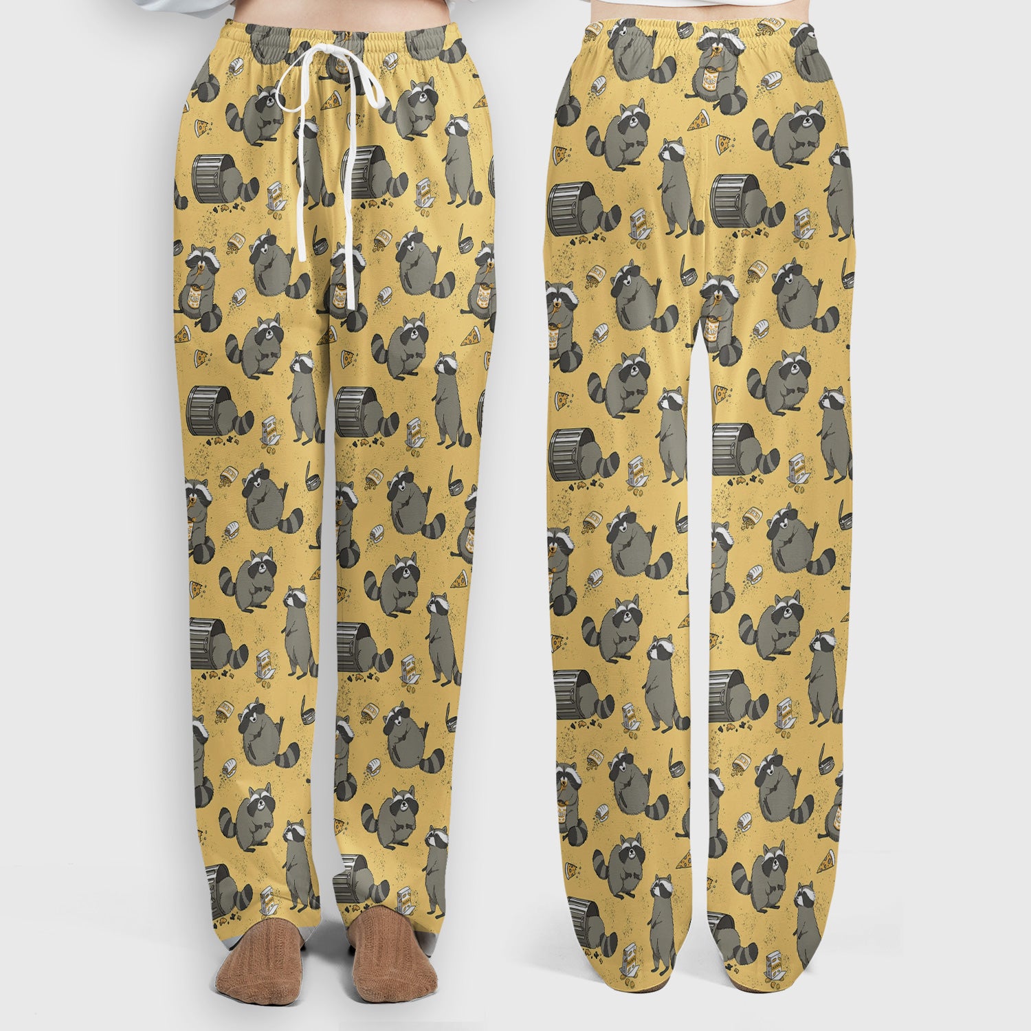 Raccoon Snack And Trash Can Pattern Scrub Set, Breathable Med Uniform