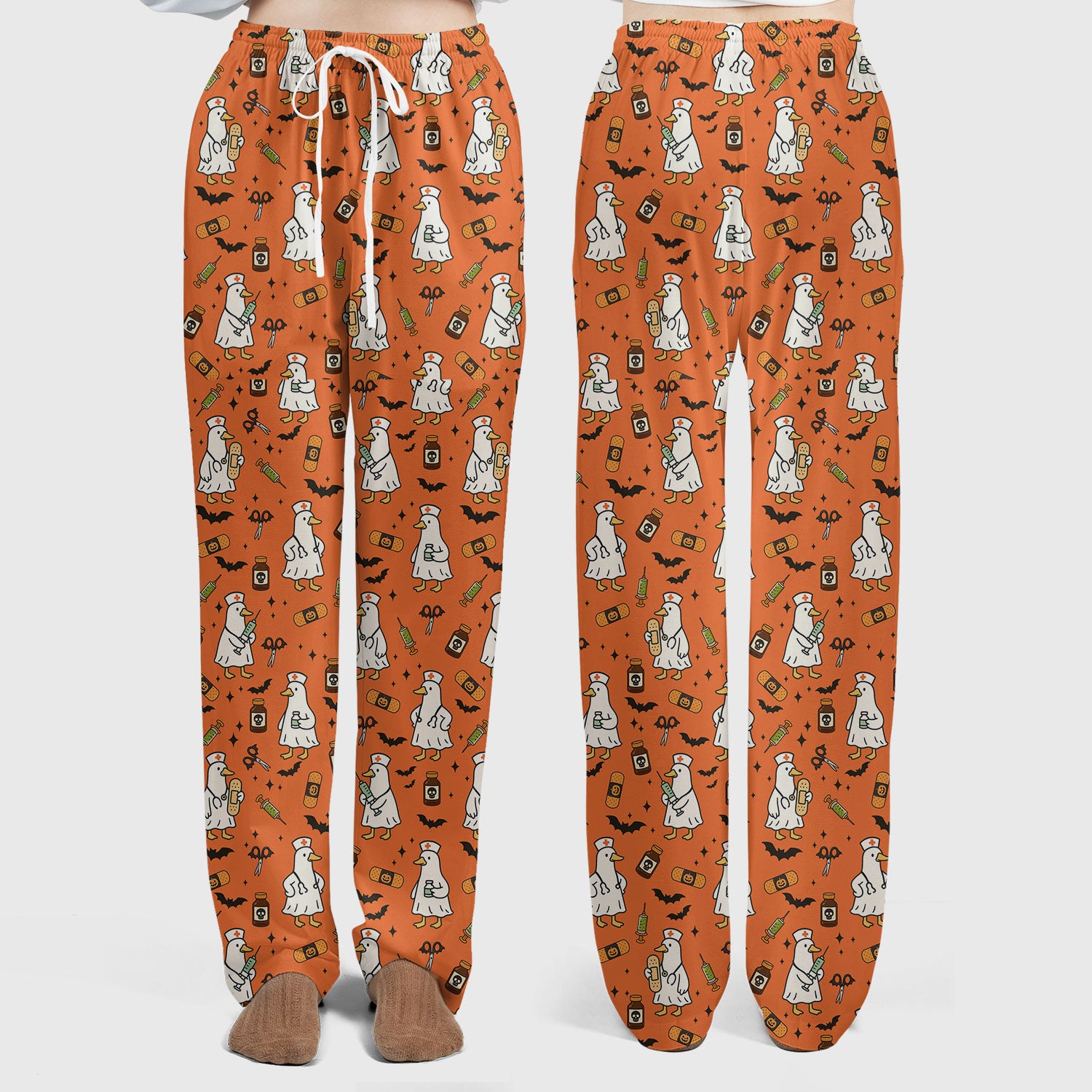 Goose Halloween Nurse Scrub Set - Quirky Duck Medical Pattern - Funny Spooky Nursing Outfit Gift for Women RN LPN CNA