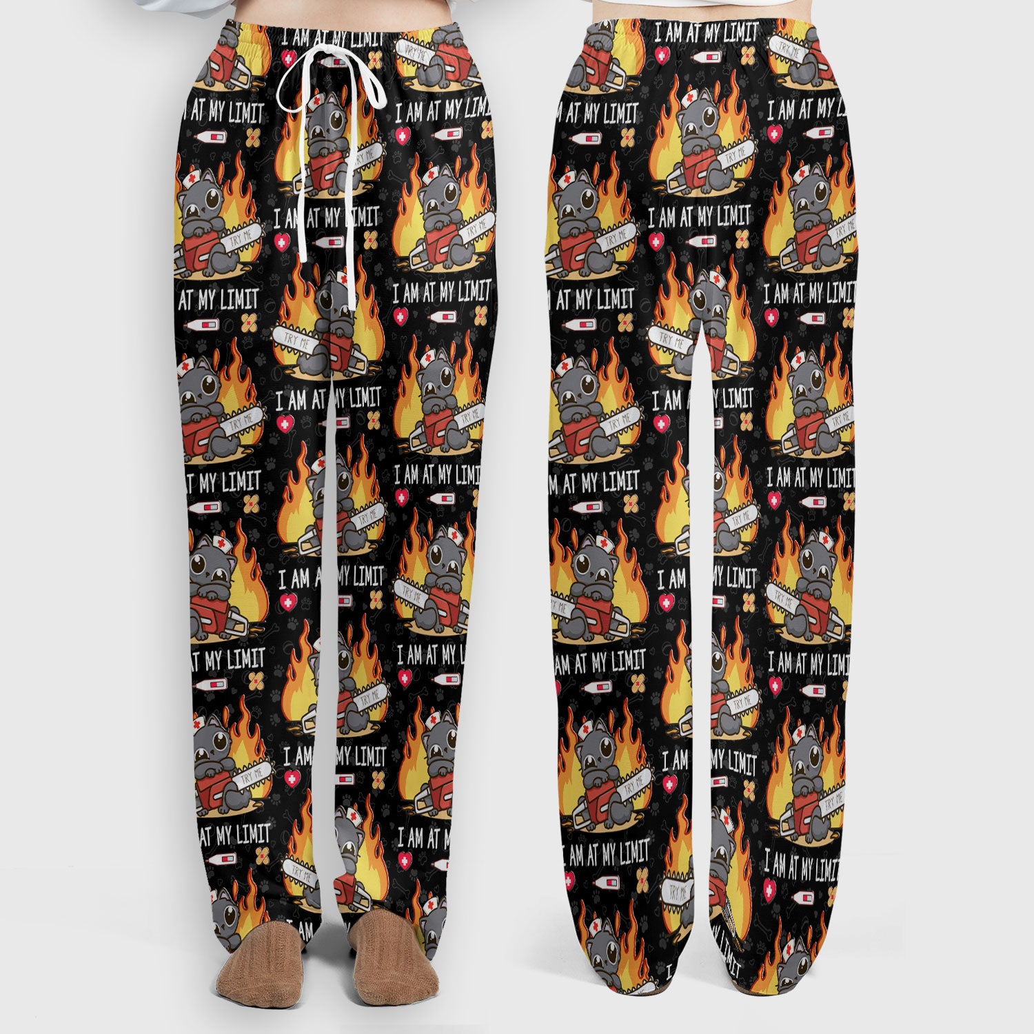 Funny Nurse Cat I Am At My Limit Women's Scrub Set, Breathable Med Uniform