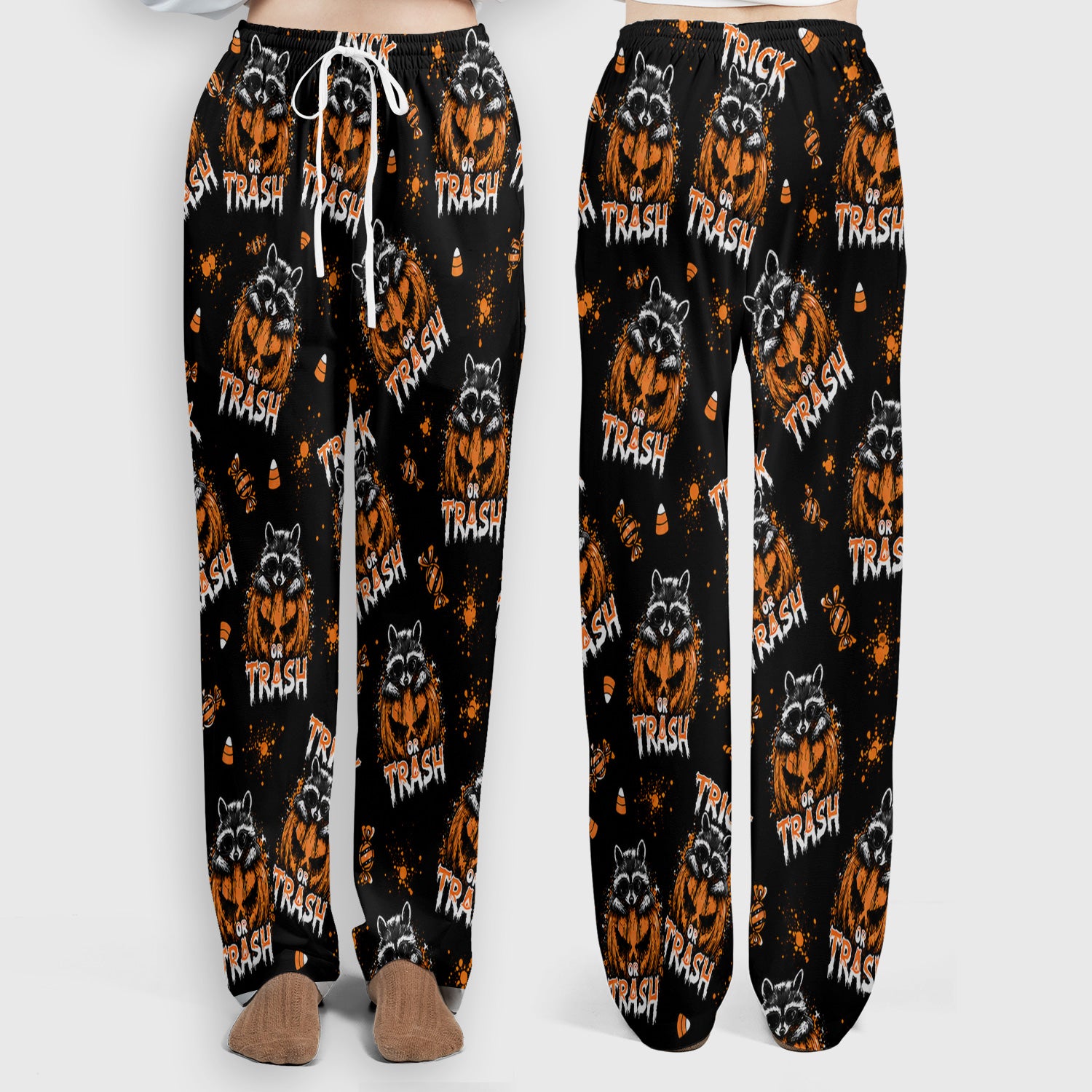 Funny Halloween Trick Or Trash Raccoon Scrub Set, Scrub Pants and V Neck Top