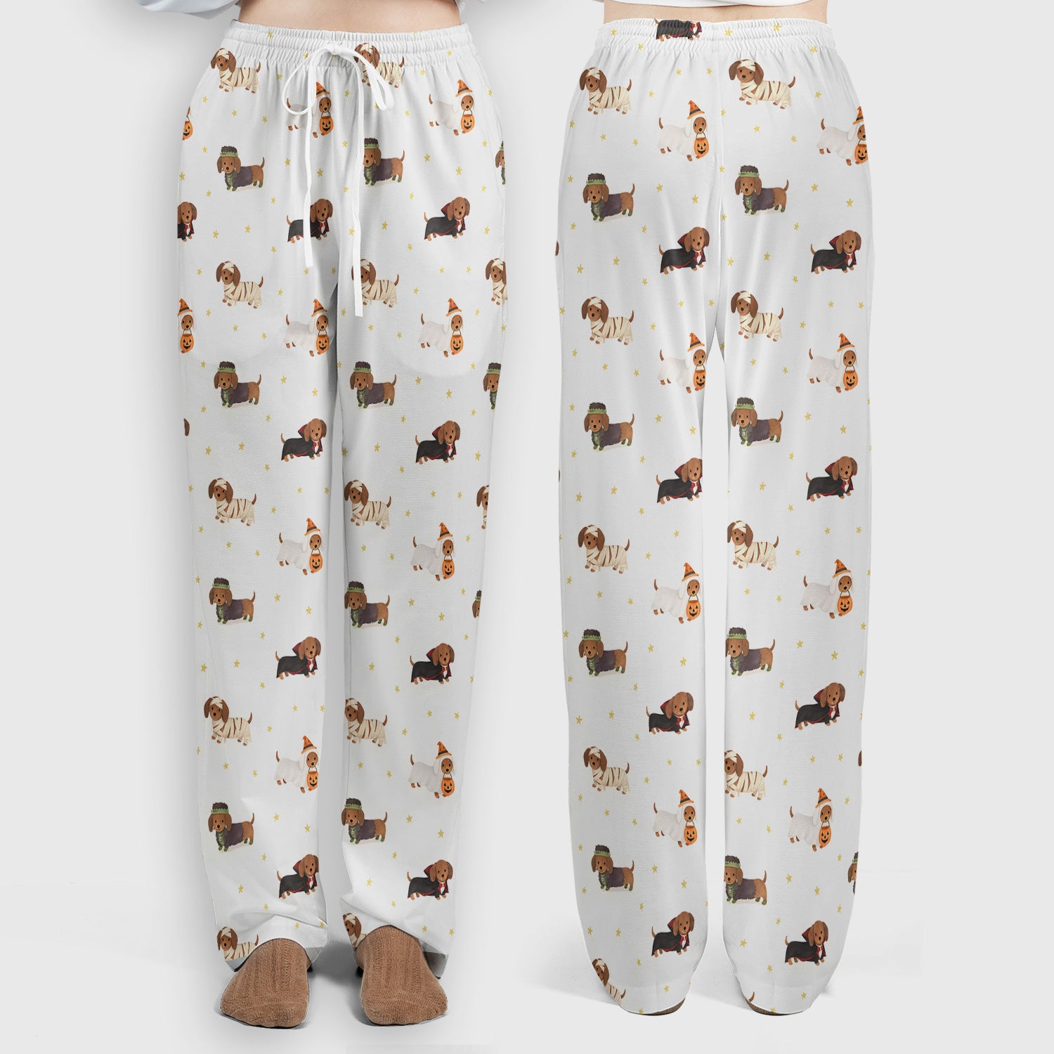 Halloween Dachshund Costumes Print Scrub Set, Scrub Pants and V Neck Top