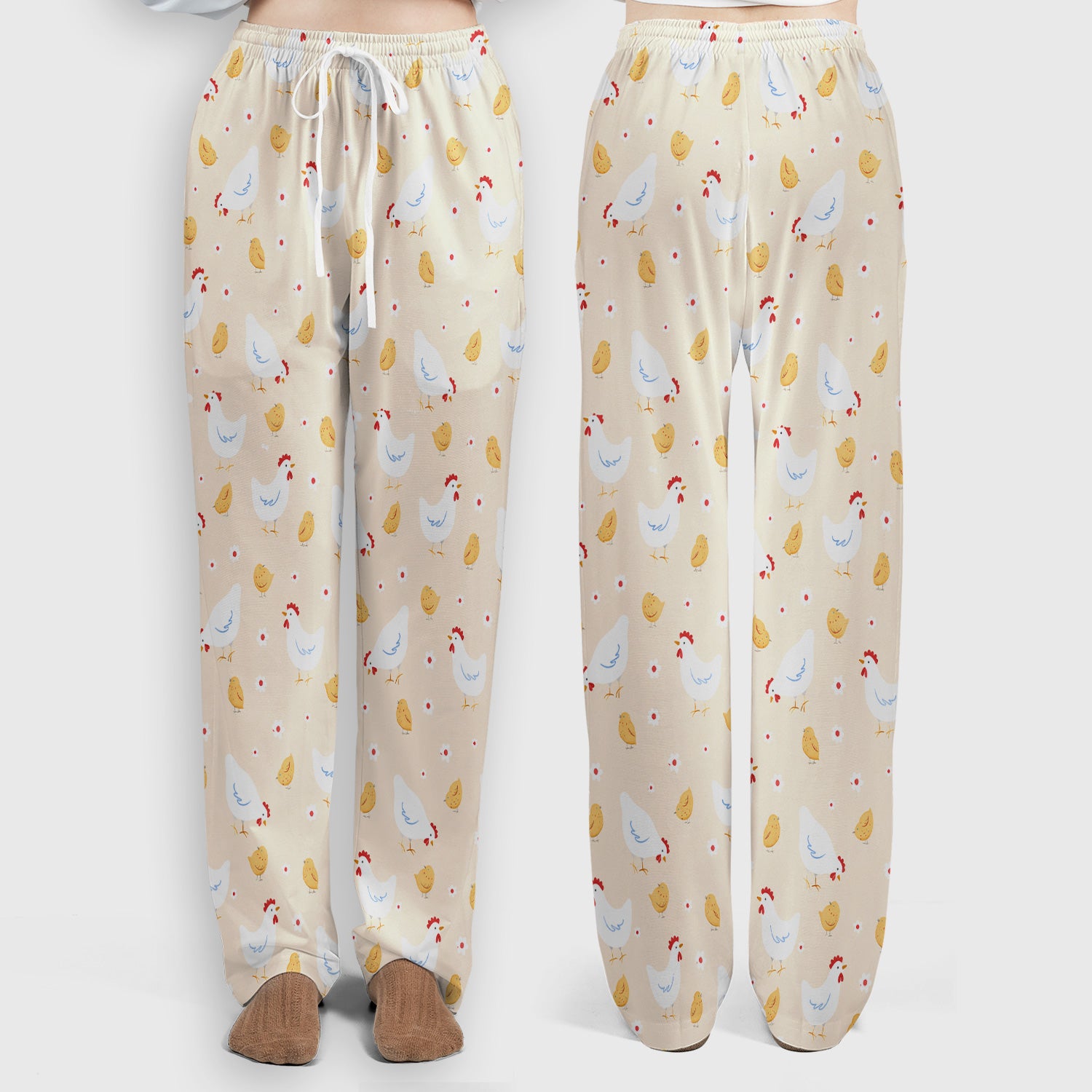 Chicken And Cute Chicks Pattern Scrubs Sets, Scrub Pants and V Neck Top