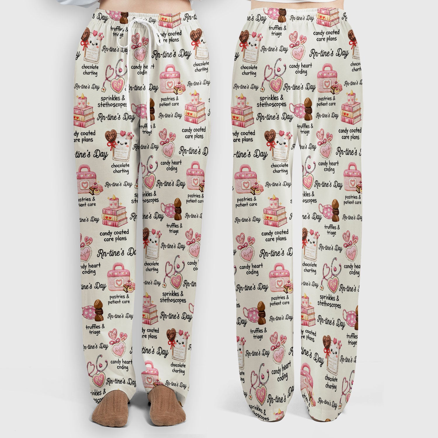 RN Sweets Valentine Stethoscope Scrub Set, Scrub Pants and V Neck Top