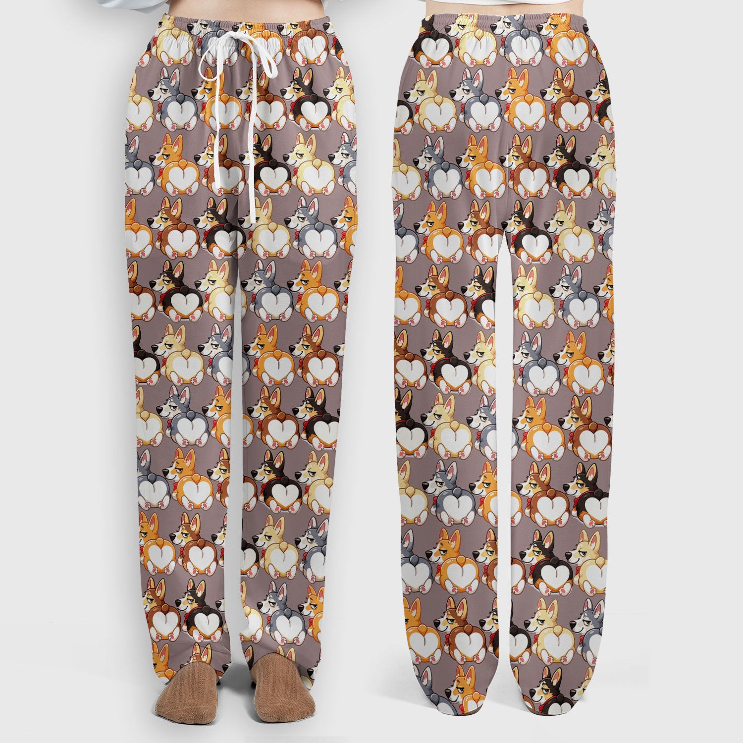 Funny Corgi Cartoon Pattern Scrub Set, Breathable Med Uniform