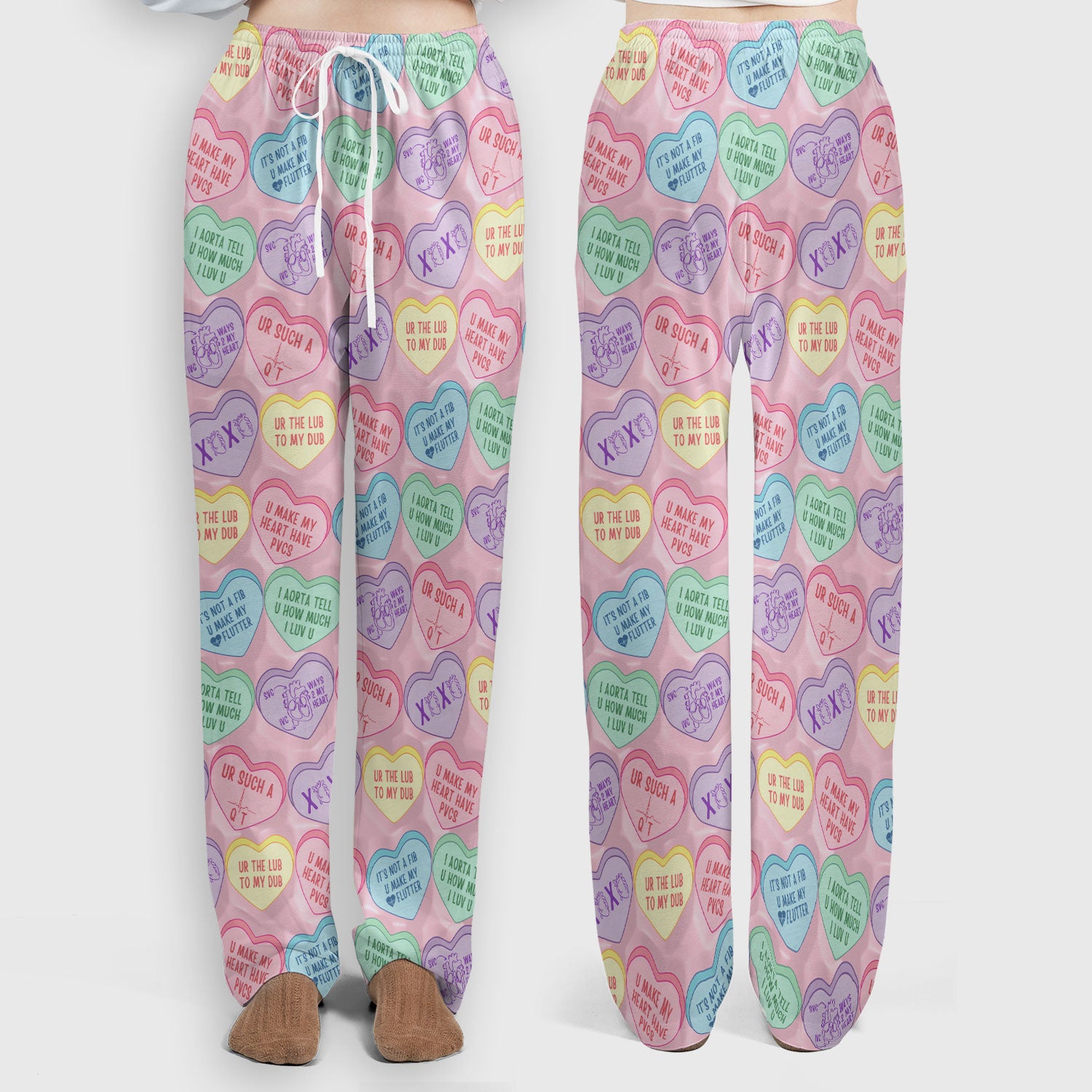 Medical Candy Heart Valentine Pattern Women’s Scrub Sets, Fun Medical Pattern, Breathable Med Uniform