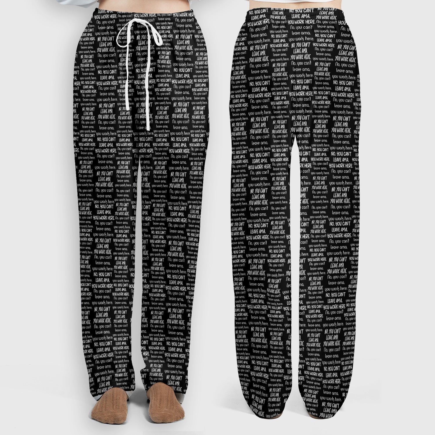 Funny Repeating Nurse Work Quote Text Pattern Scrub Set, Scrub Pants and V Neck Top