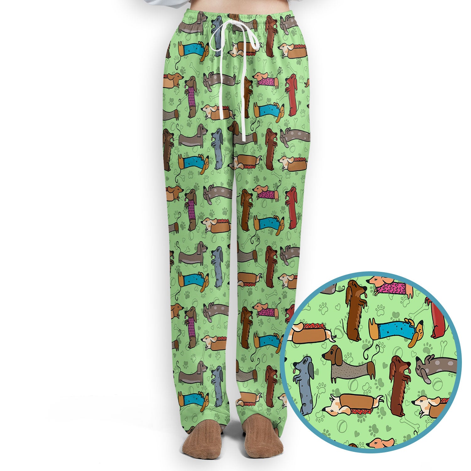 Cute Dachshund Women's Scrub Sets - Funny Sausage Dog Scrub Pants and V Neck Top - Breathable Med Uniform - Nursing Gift