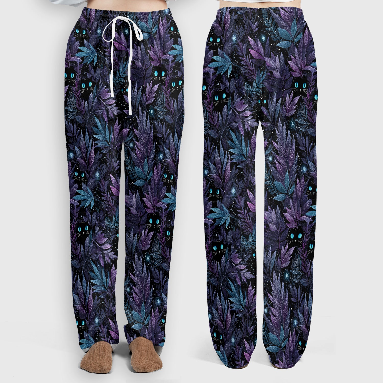 Mystic Black Cat Veterinary Pattern Scrub Set, Scrub Pants and V Neck Top