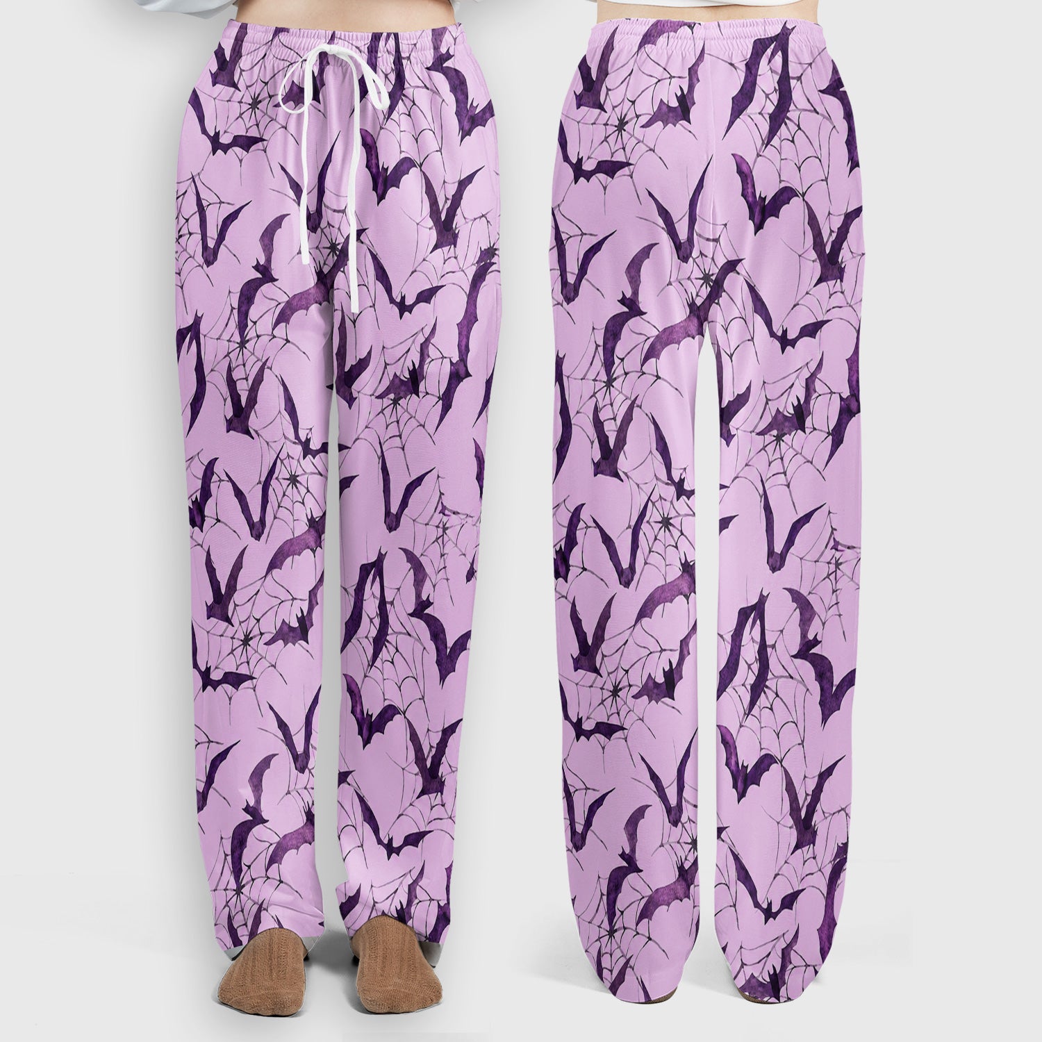 Halloween Bat with Spider Web Scrub Set, Scrub Pants and V Neck Top