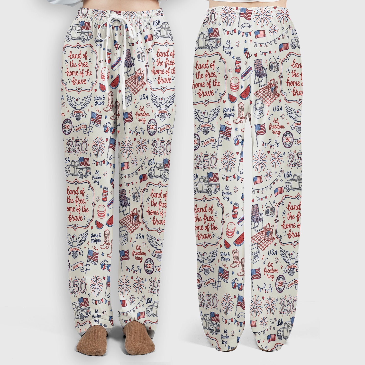 Vintage USA Freedom Print Scrub Set, Scrub Pants and V Neck Top
