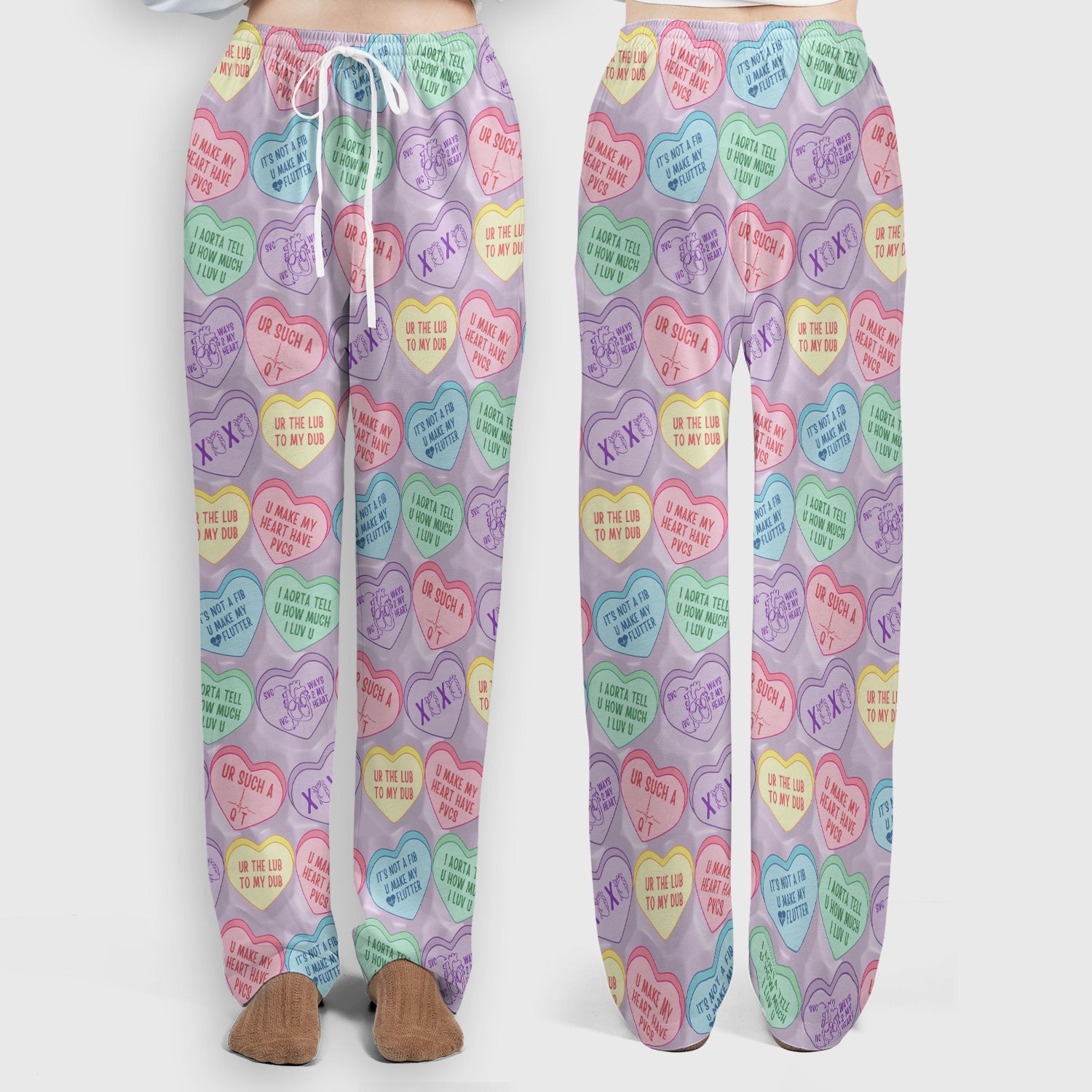 Medical Candy Heart Valentine Pattern Women’s Scrub Sets, Fun Medical Pattern, Breathable Med Uniform