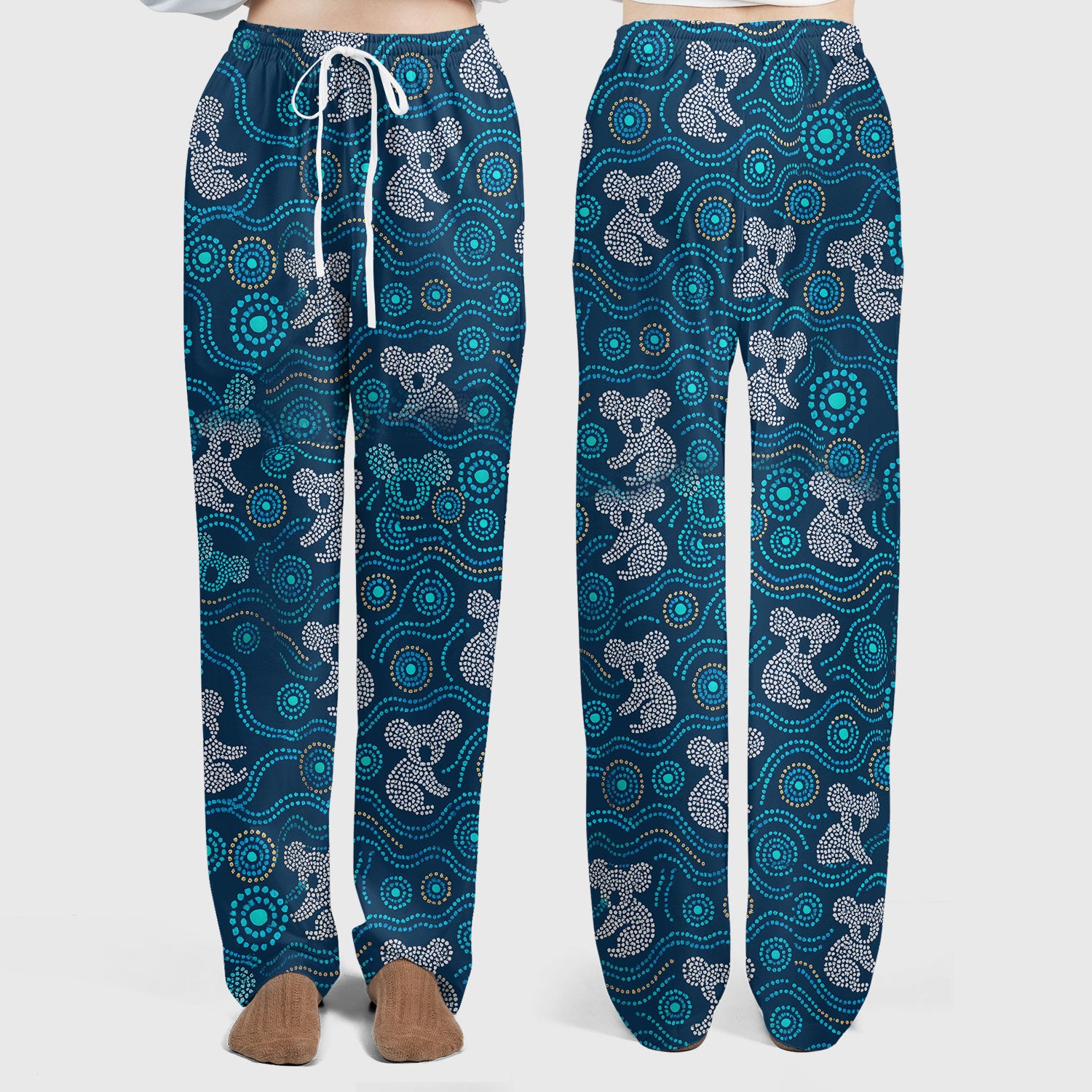 Australian Koala Aboriginal Dot Art Scrub Set, Aboriginal Pattern Shirt, Breathable Nursing Uniform