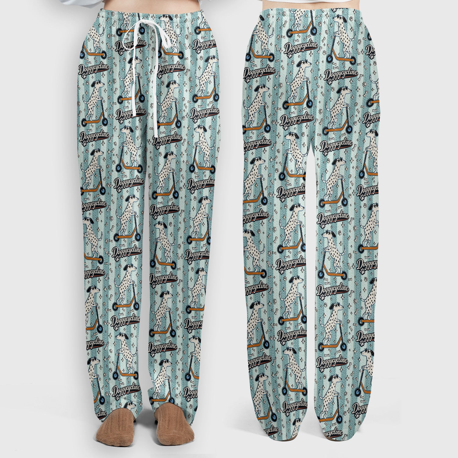 Veterinary Dalmatian Dog Pattern Scrub Set, Scrub Pants and V Neck Top