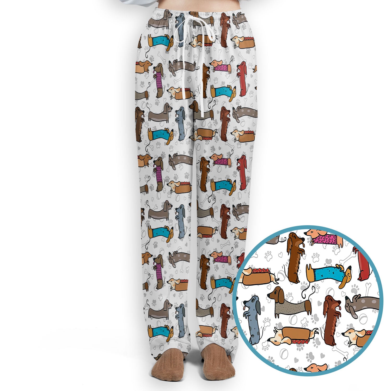 Cute Dachshund Women's Scrub Sets - Funny Sausage Dog Scrub Pants and V Neck Top - Breathable Med Uniform - Nursing Gift