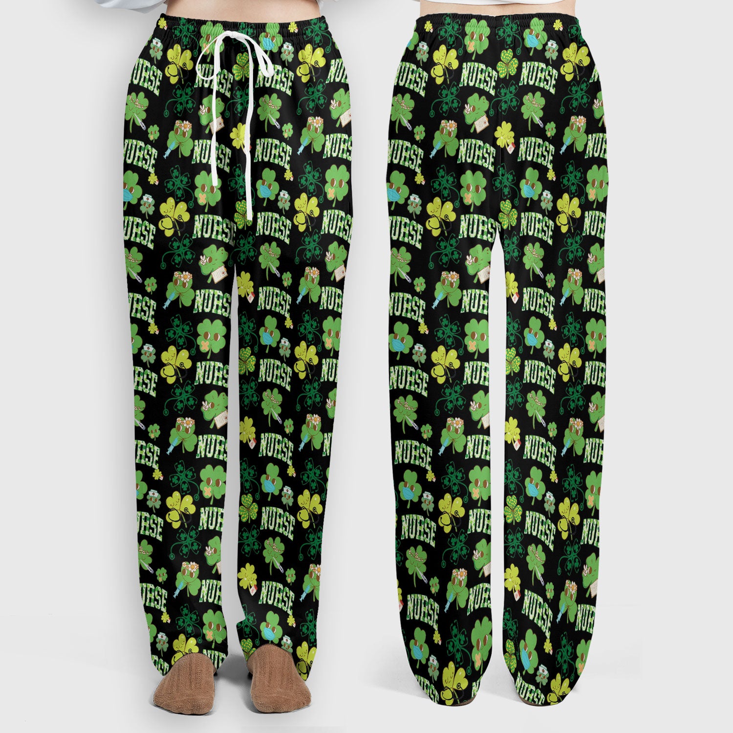 Lucky Shamrock Nurse Scrub Set, St. Patrick’s Day Nursing Shirt, Breathable Fabrics Nursing Uniform