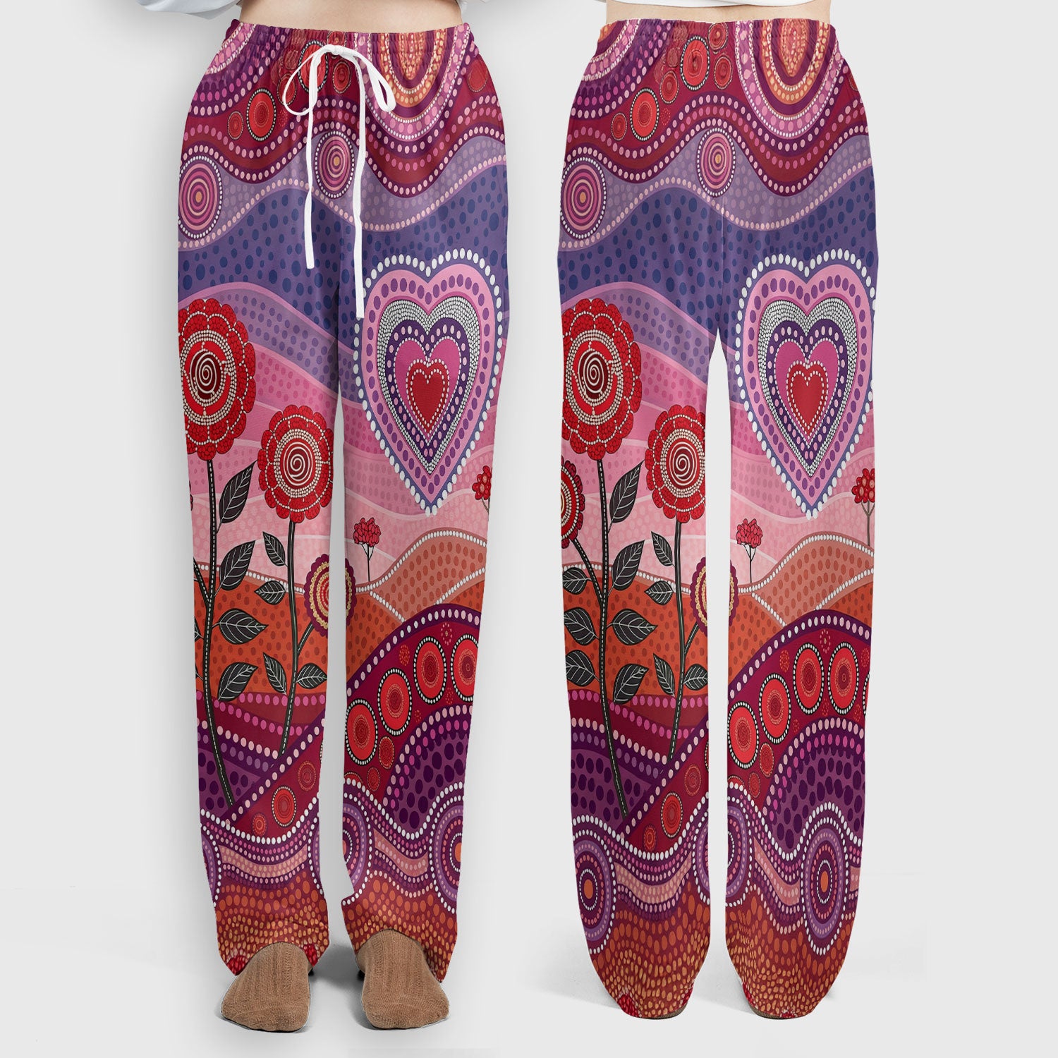 Boho Dot Art Valentine Scrub Set, Artistic Heart Pattern Nurse Shirt, Comfortable Scrubs For Nursing