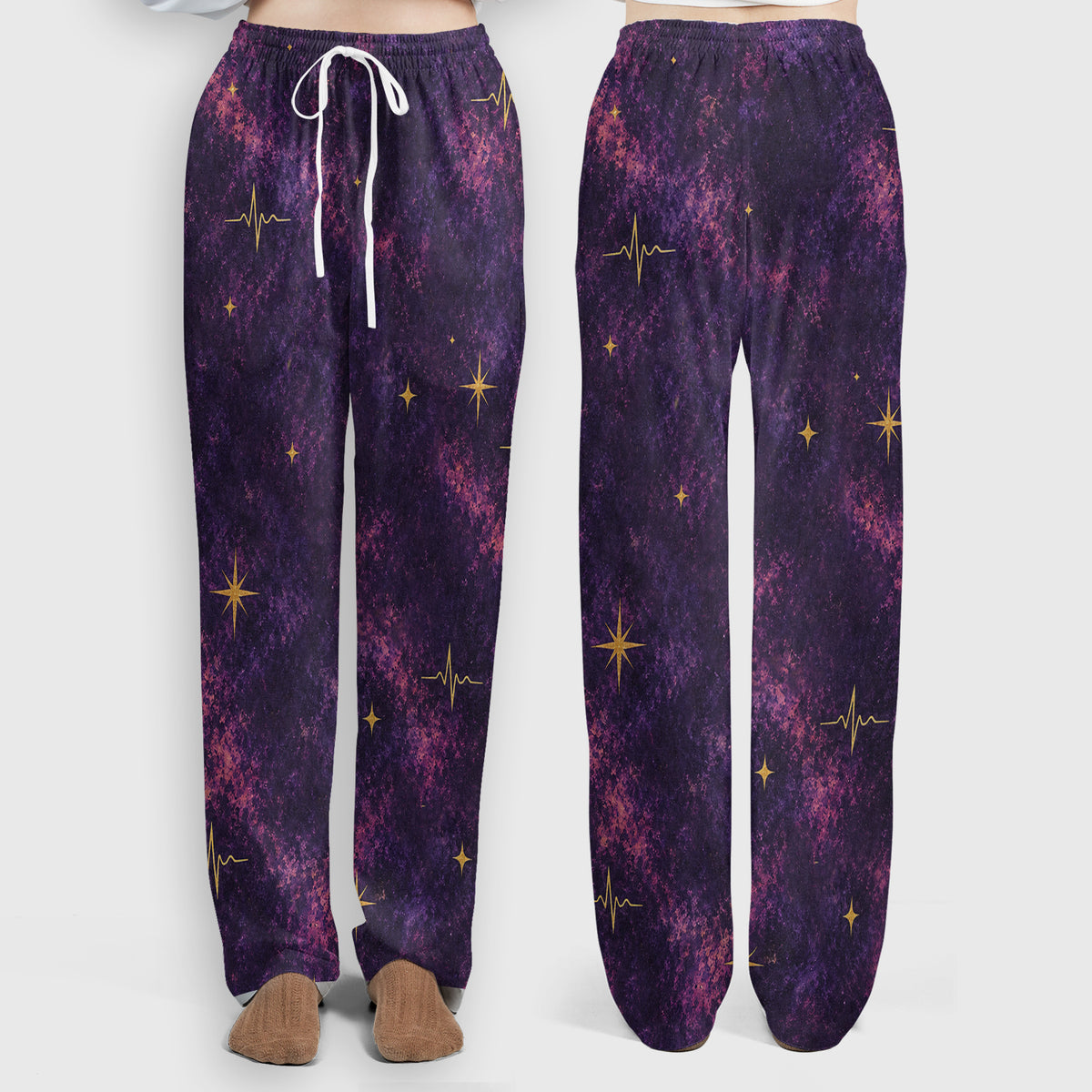 Celestial Nurse Black Cat Crescent Moon Scrub Set, Scrub Pants and V Neck Top