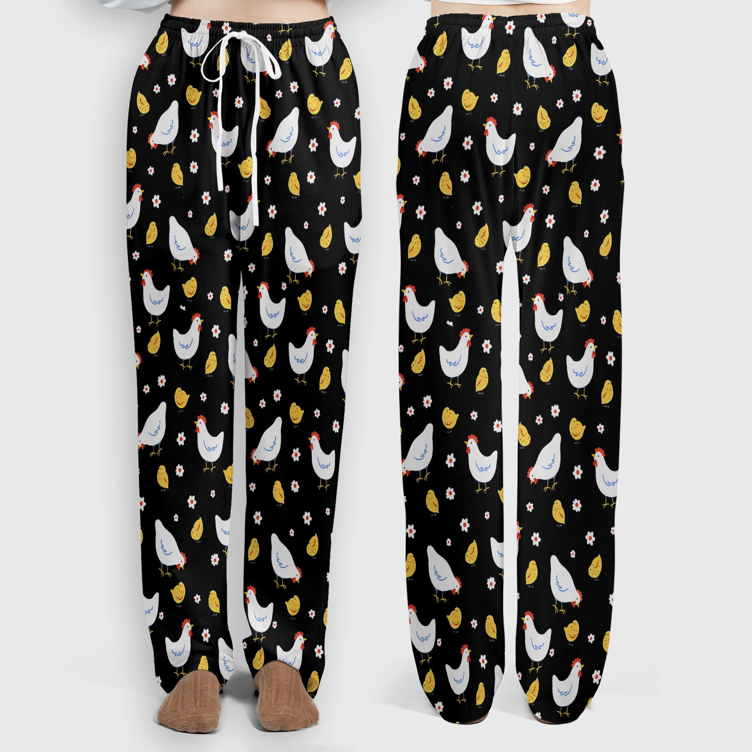 Chicken And Cute Chicks Pattern Scrubs Sets, Scrub Pants and V Neck Top