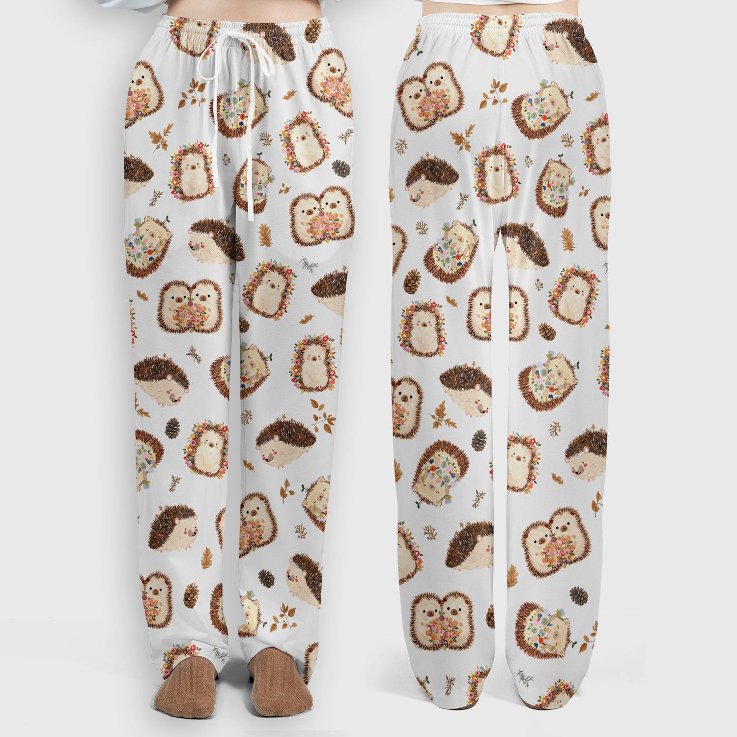 Cute Hedgehog Floral Scrub Set, Breathable Med Uniform