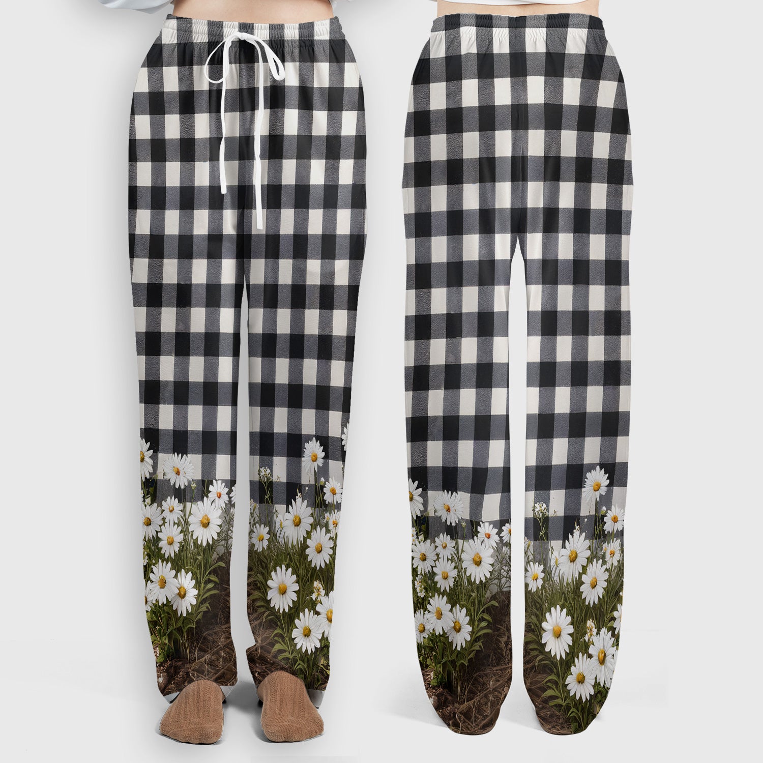 Highland Cow Daisy Pattern Scrub Set, Scrub Pants and V Neck Top