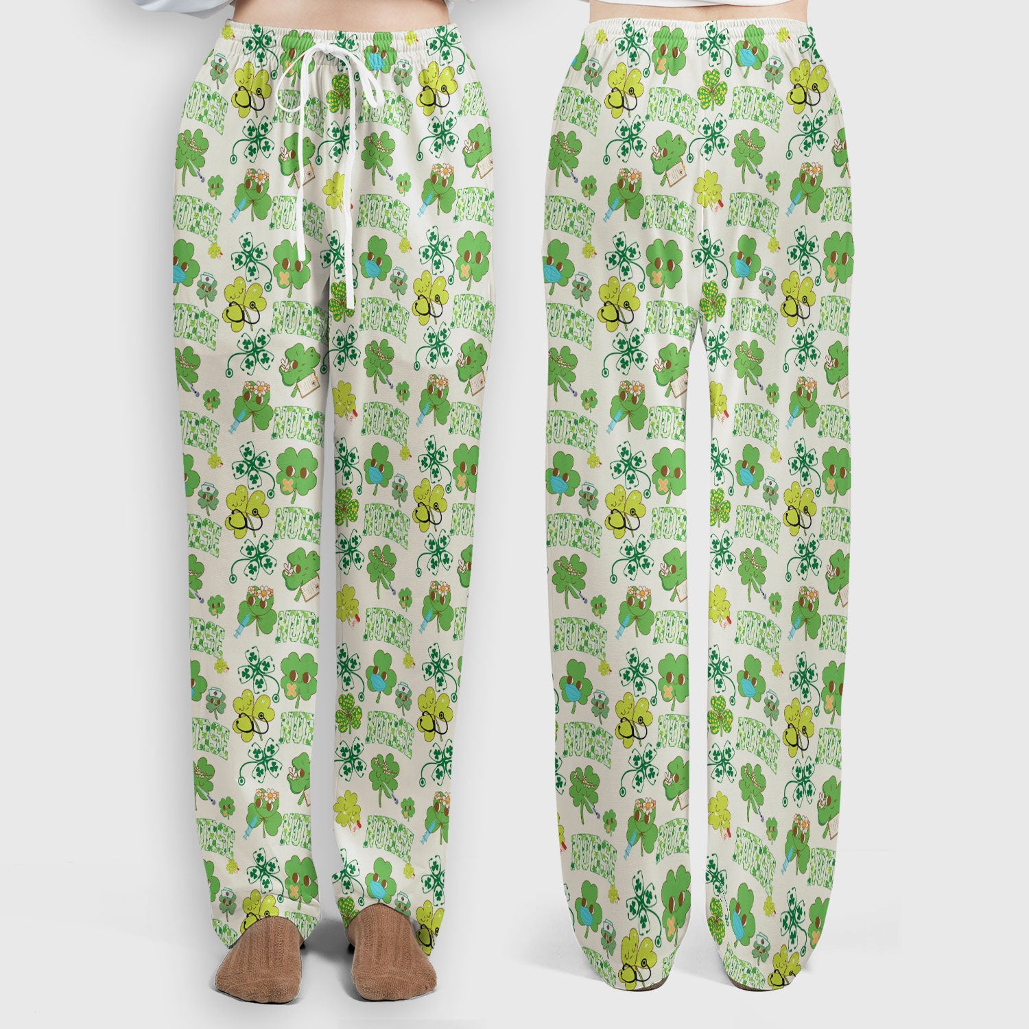 Lucky Shamrock Nurse Scrub Set, St. Patrick’s Day Nursing Shirt, Breathable Fabrics Nursing Uniform