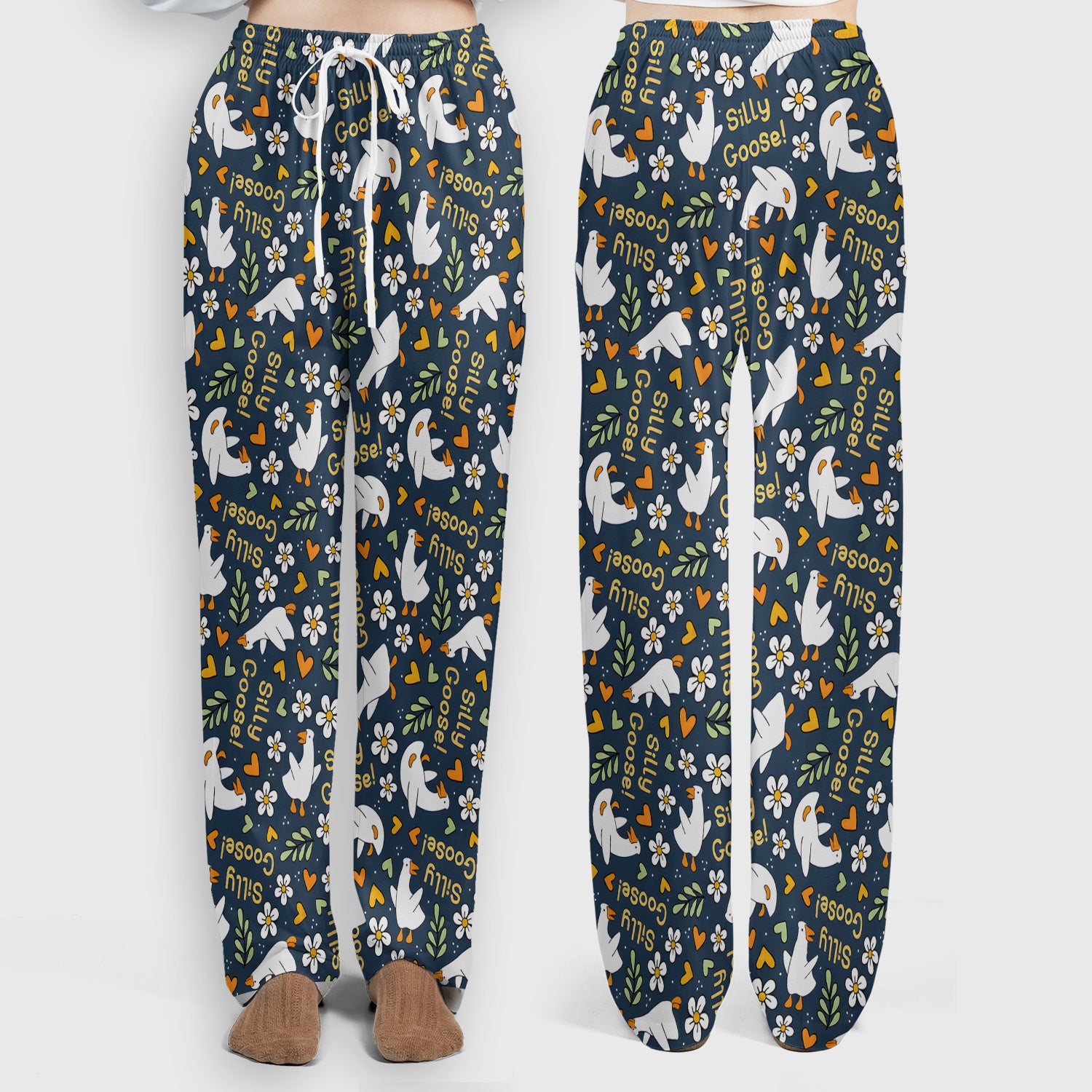 Silly Goose Floral Pattern Scrub Set, Scrub Pants and V Neck Top