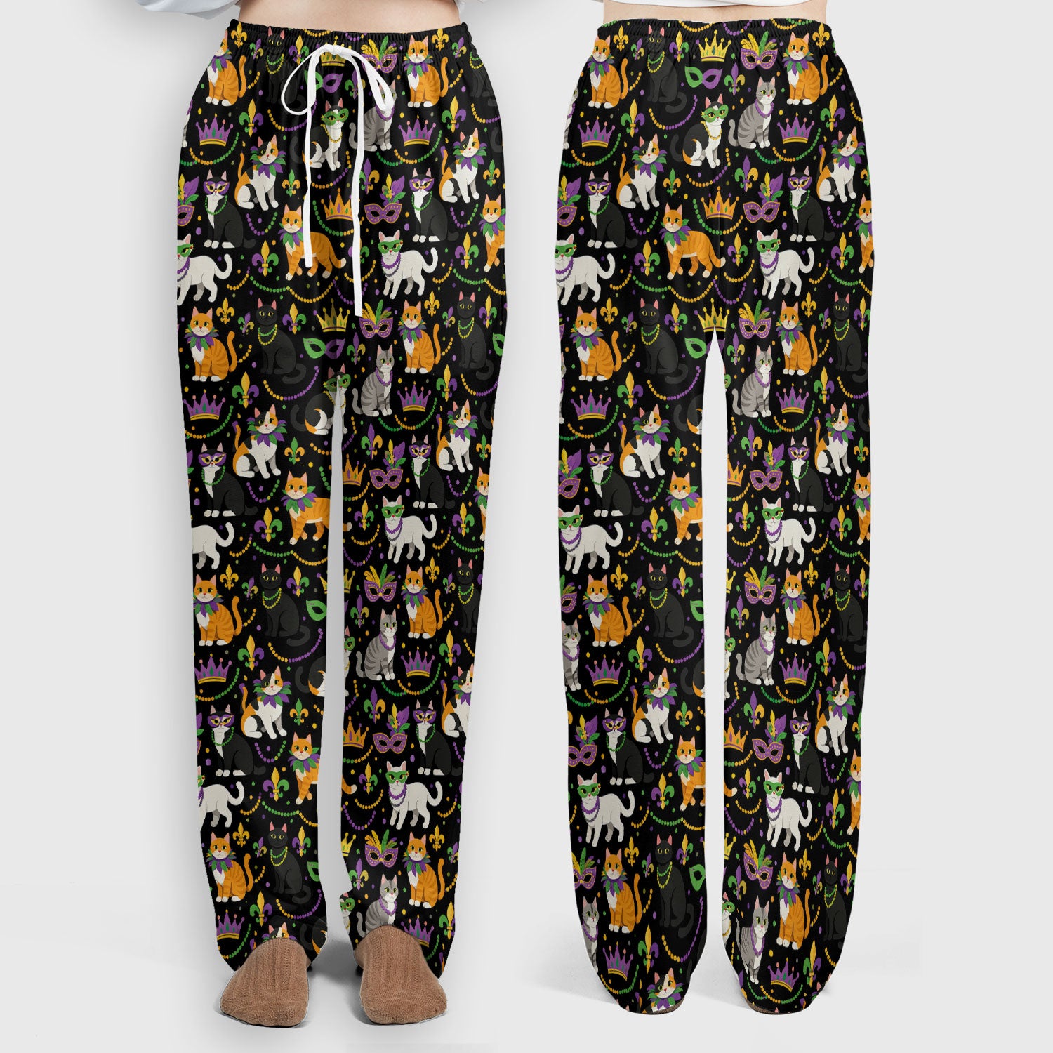 Cat Mardi Gras Nurse Scrub Set, Comfortable Uniform Scrubs For Nursing