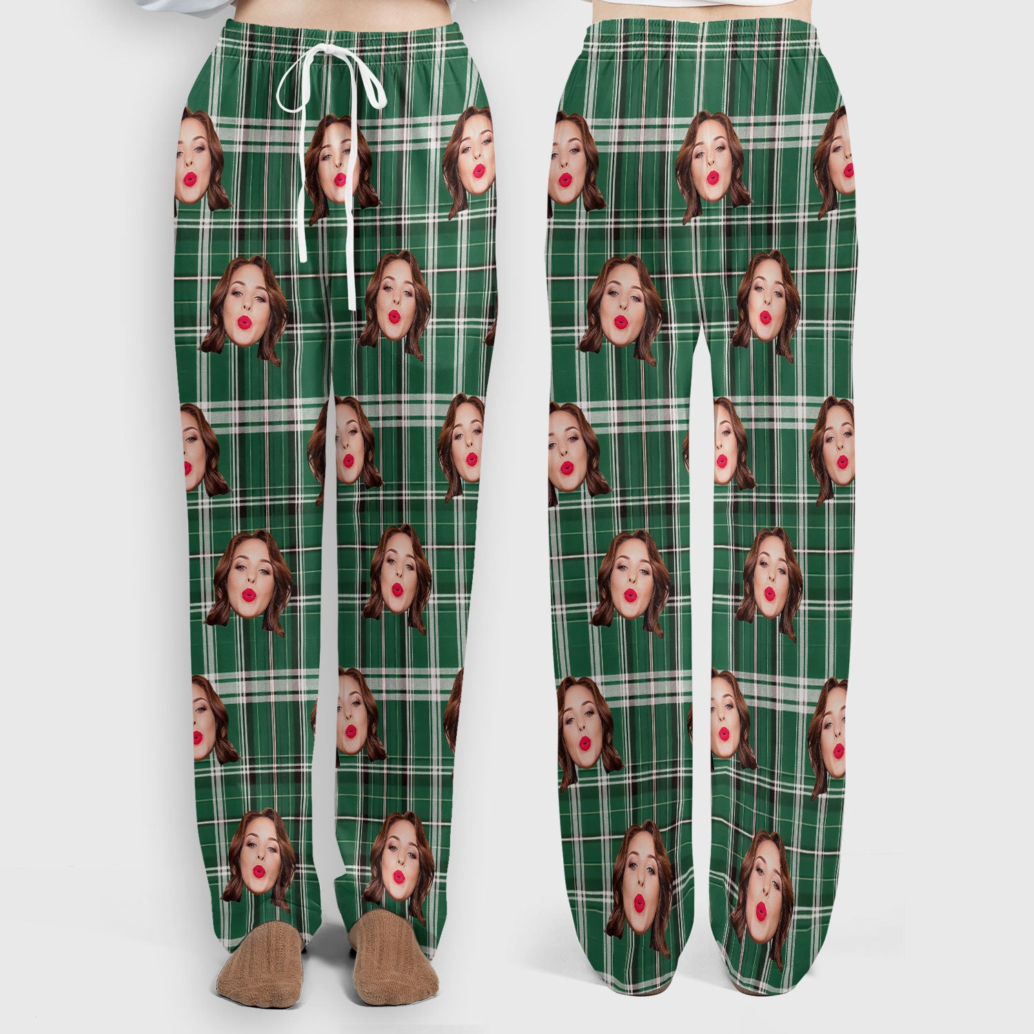 Personalized Funny Face Plaid Scrub Set, Custom Photo Pattern Medical Uniform For Nurses, Breathable Fabrics Nursing Uniform