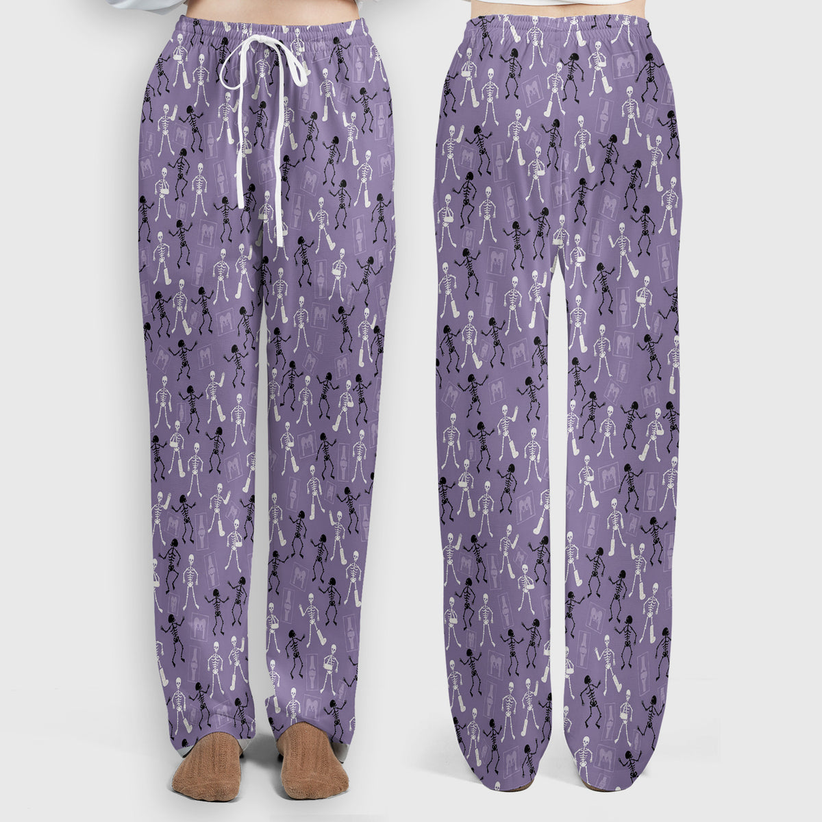 Halloween Orthopedic Skeleton Scrub Set, Scrub Pants and V Neck Top for Orthopedic Nurses