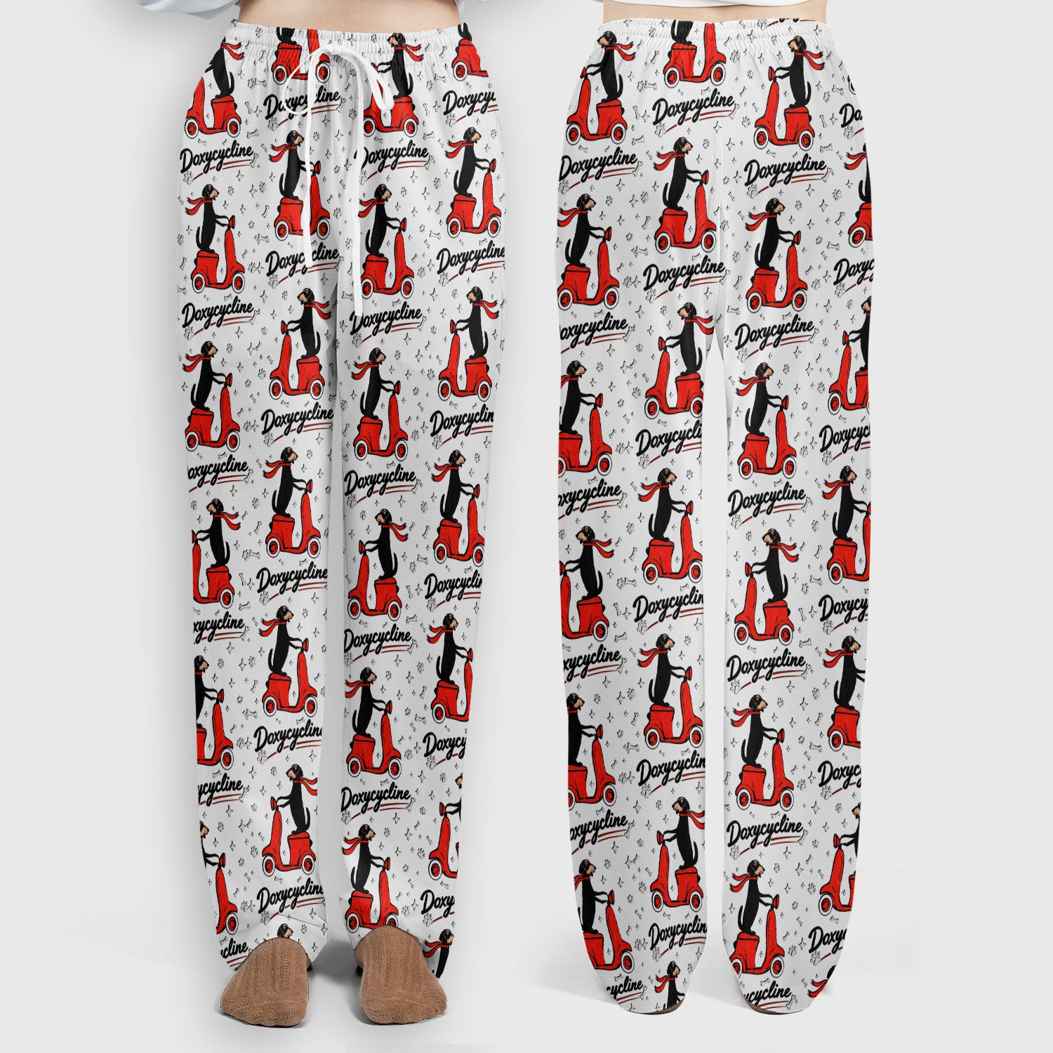Funny Dachshund Riding Scooter Doxycycline Print Scrub Set, Breathable Med Uniform