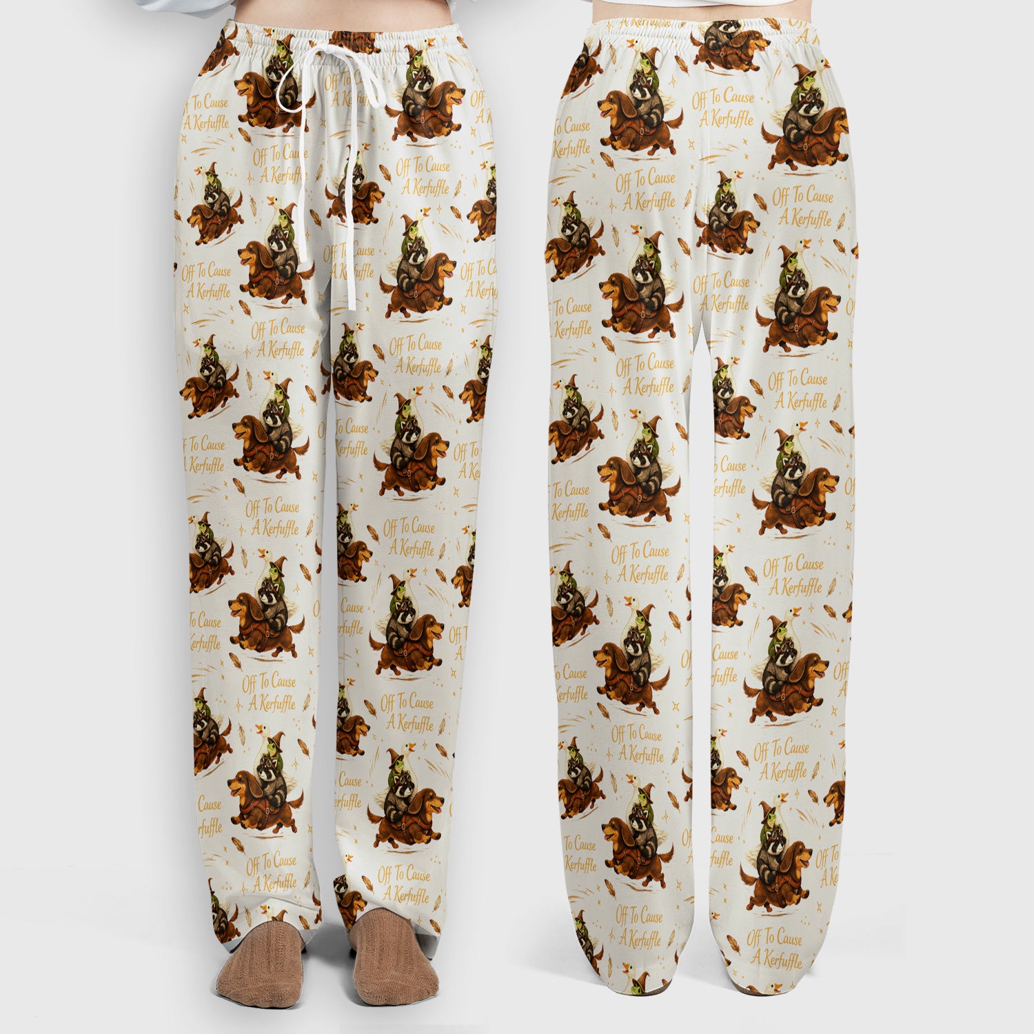 Funny Halloween Off To Cause A Kerfuffle Pattern Scrub Set, Scrub Pants and V Neck Top