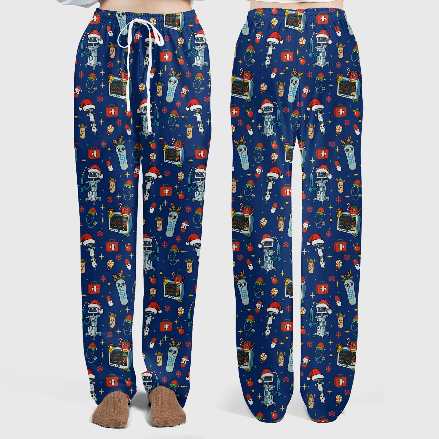 Christmas Nurse Scrub Set - Funny Robot and Reindeer Pattern Medical Scrubs - Cute Holiday Matching Set for Women Nurses