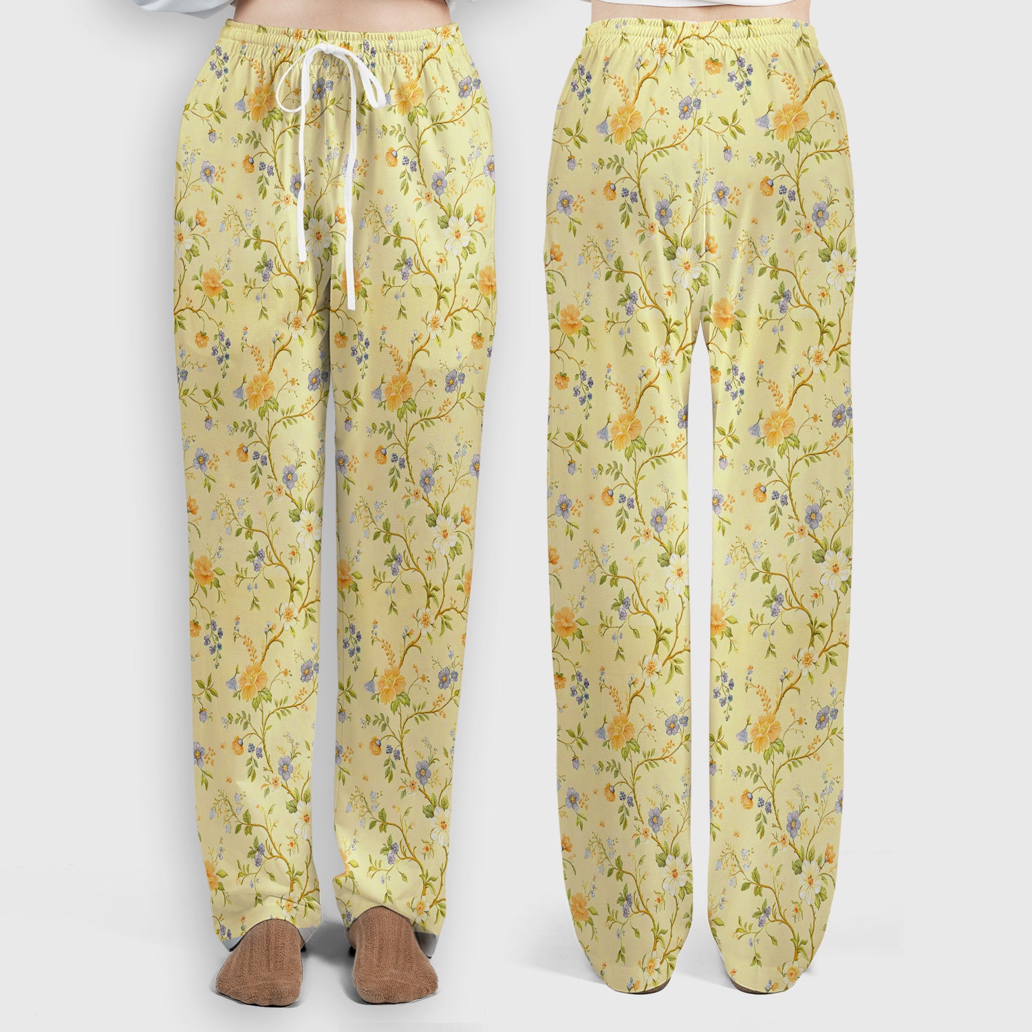 Sunny Wildflower Garden Floral Scrub Set, Scrub Pants and V Neck Top